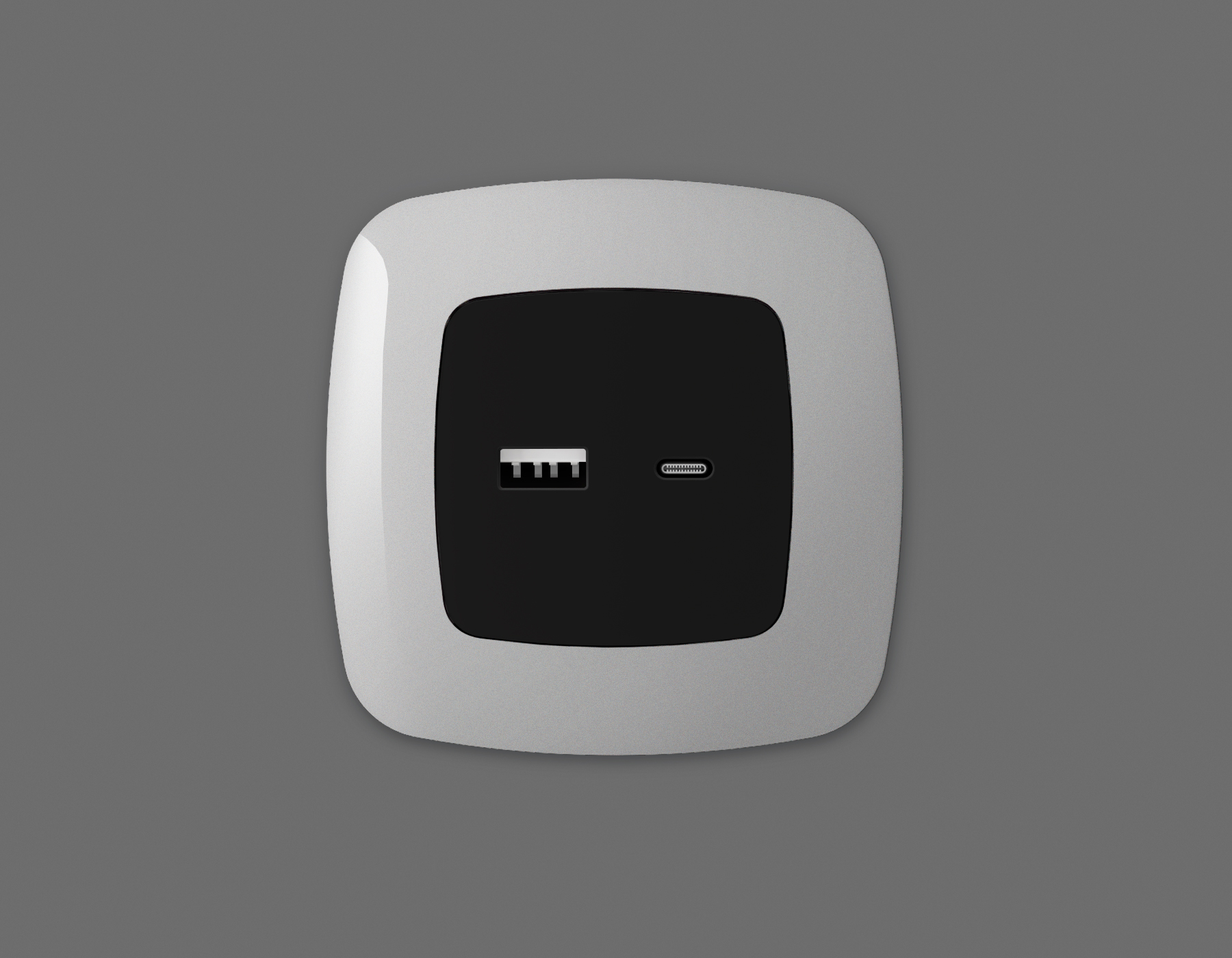 OP8110 Лицевая панель OMEGA (Черный матовый) для розетки 2USB тип A+C QUANT