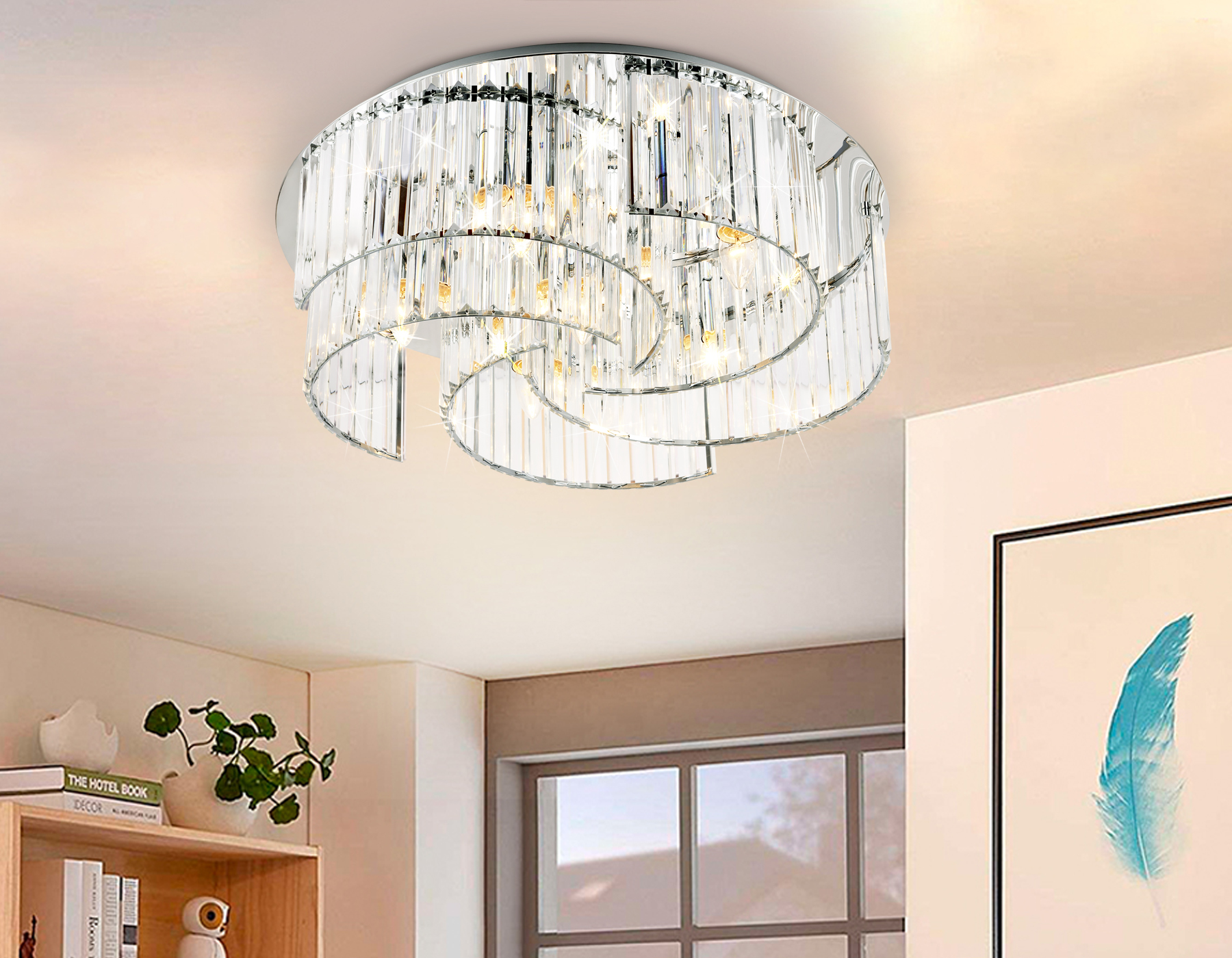 Потолочный светильник Ambrella TR5205/6 CH/CL хром/прозрачный  E27/6 max 40W D600*180