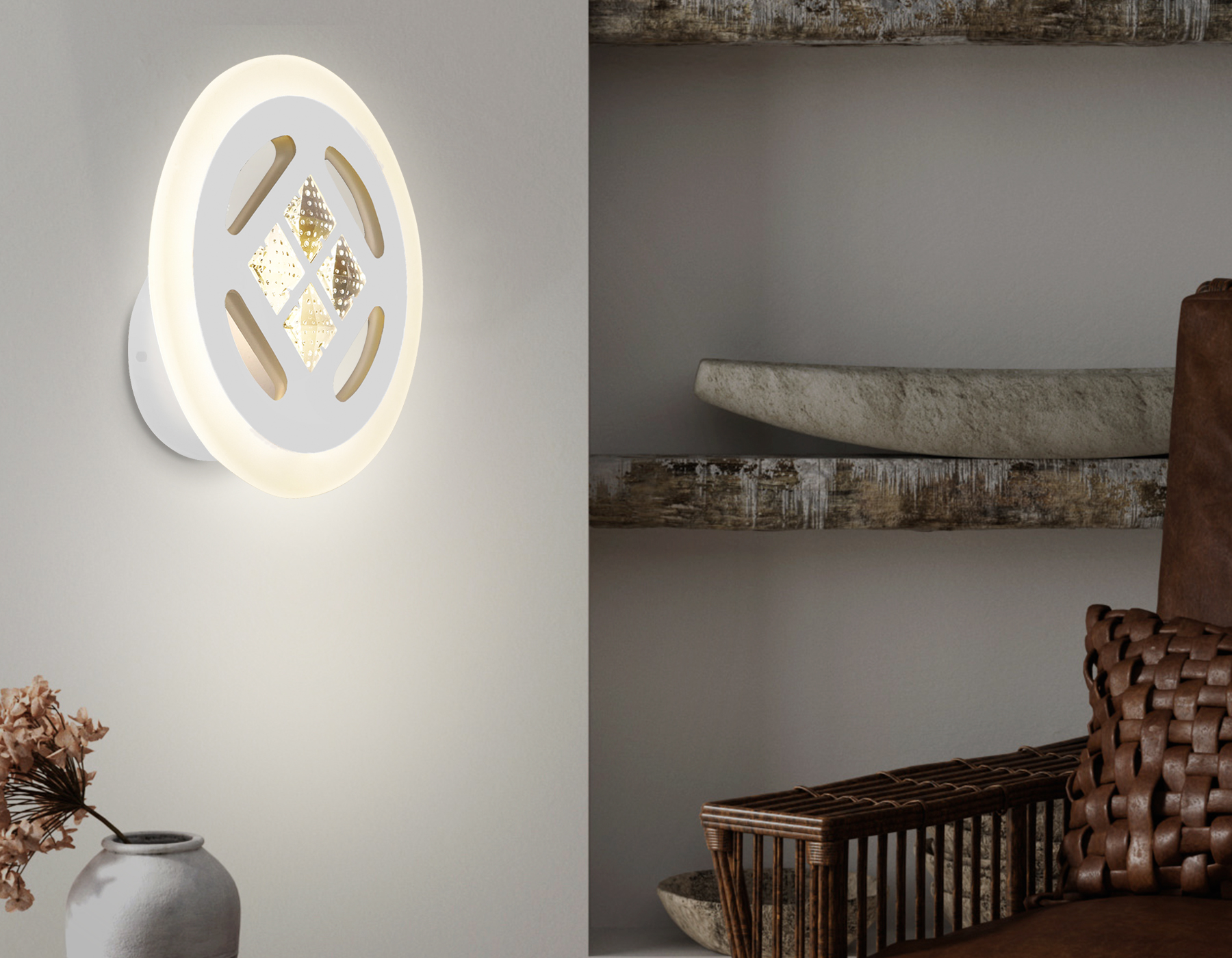 Настенный светодиодный светильник Ambrella FA2955 WH белый 4200K/3000K/6400K 20W 200*200*70