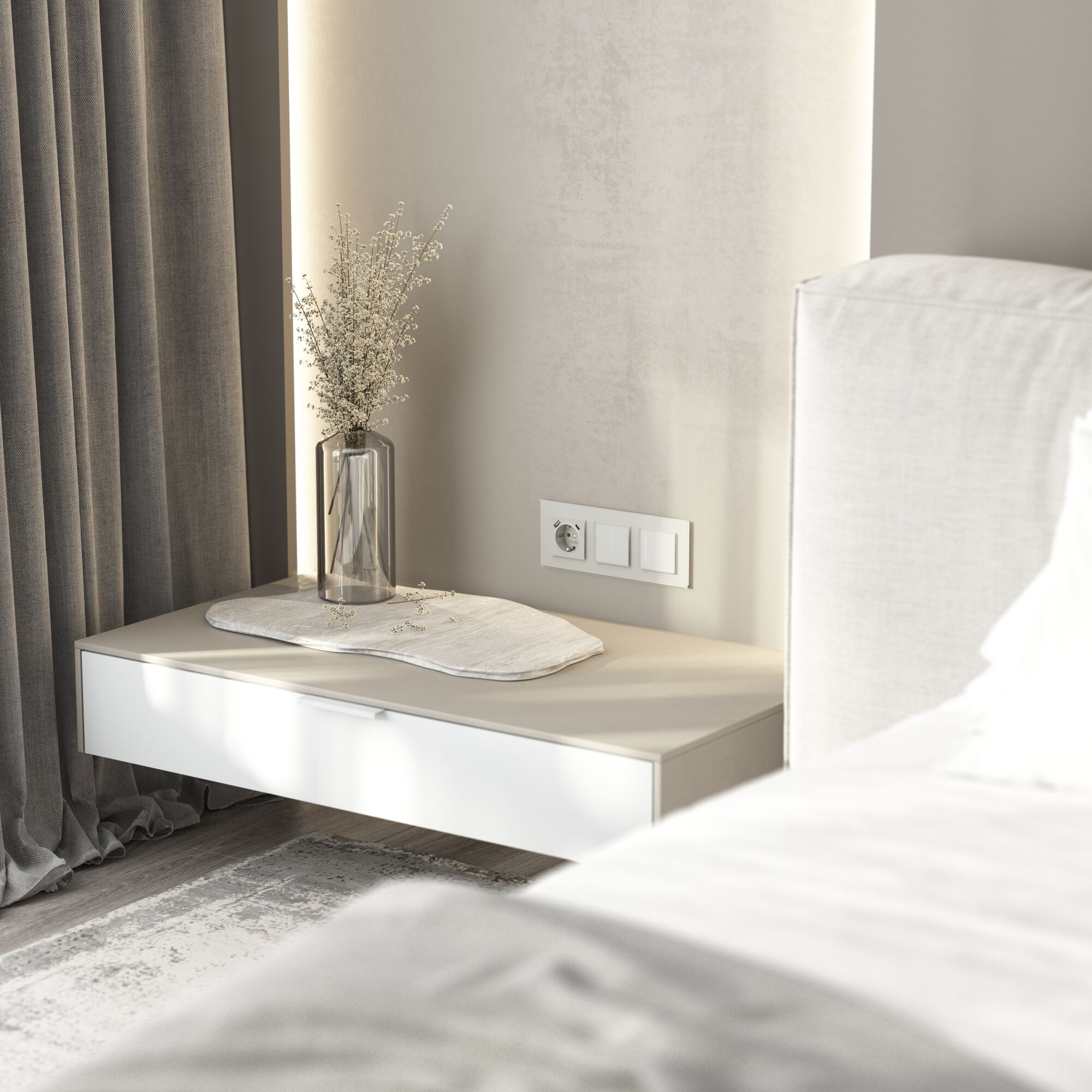 W1171761/ Розетка с заземлением, шторками и USB тип A+C (белый матовый) W1171761