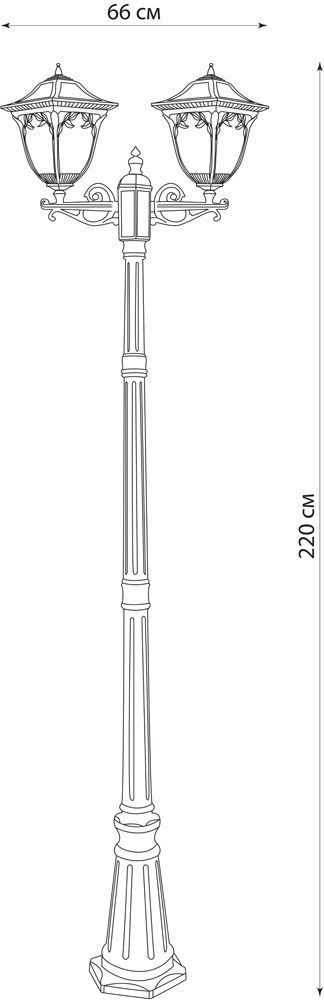 Светильник садово-парковый Feron PL4088 столб четырехгранный 2*100W E27 230V, черное золото Светильник садово-парковый Feron PL4088 столб четырехгранный 2*100W E27 230V, черное золото