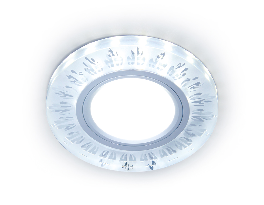 Встраиваемый точечный светильник Ambrella с LED подсветкой S216 CL/FR прозрачный/матовый GU5.3+3W