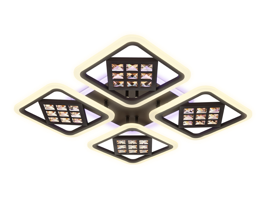 Потолочный светодиодный светильник Ambrella с пультом FA287 кофе/янтарь 116W 750*750*80