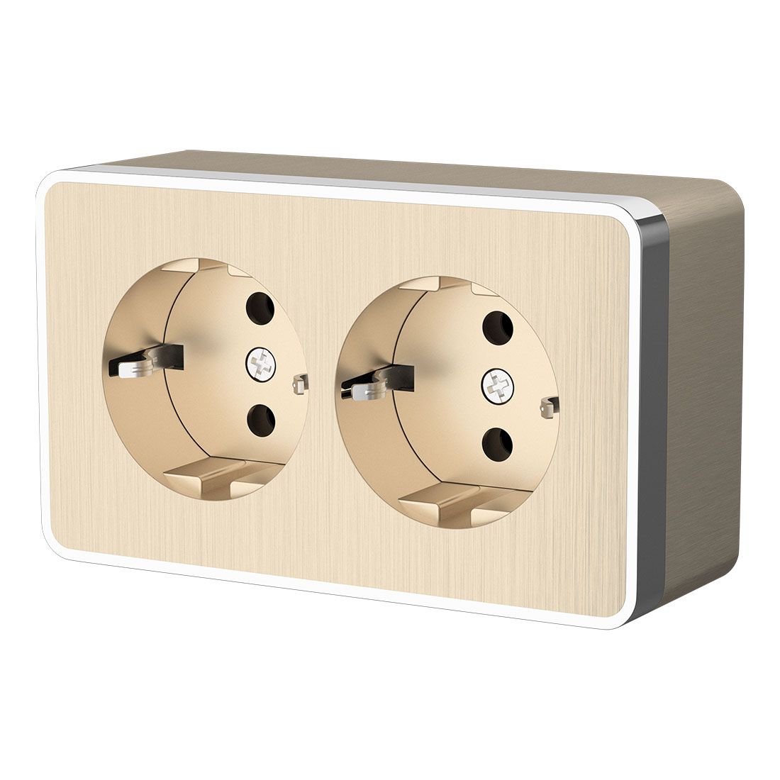 Розетка двойная с заземлением Werkel Gallant (шампань рифленый) WL15-02-03 / W5072110 / a041419