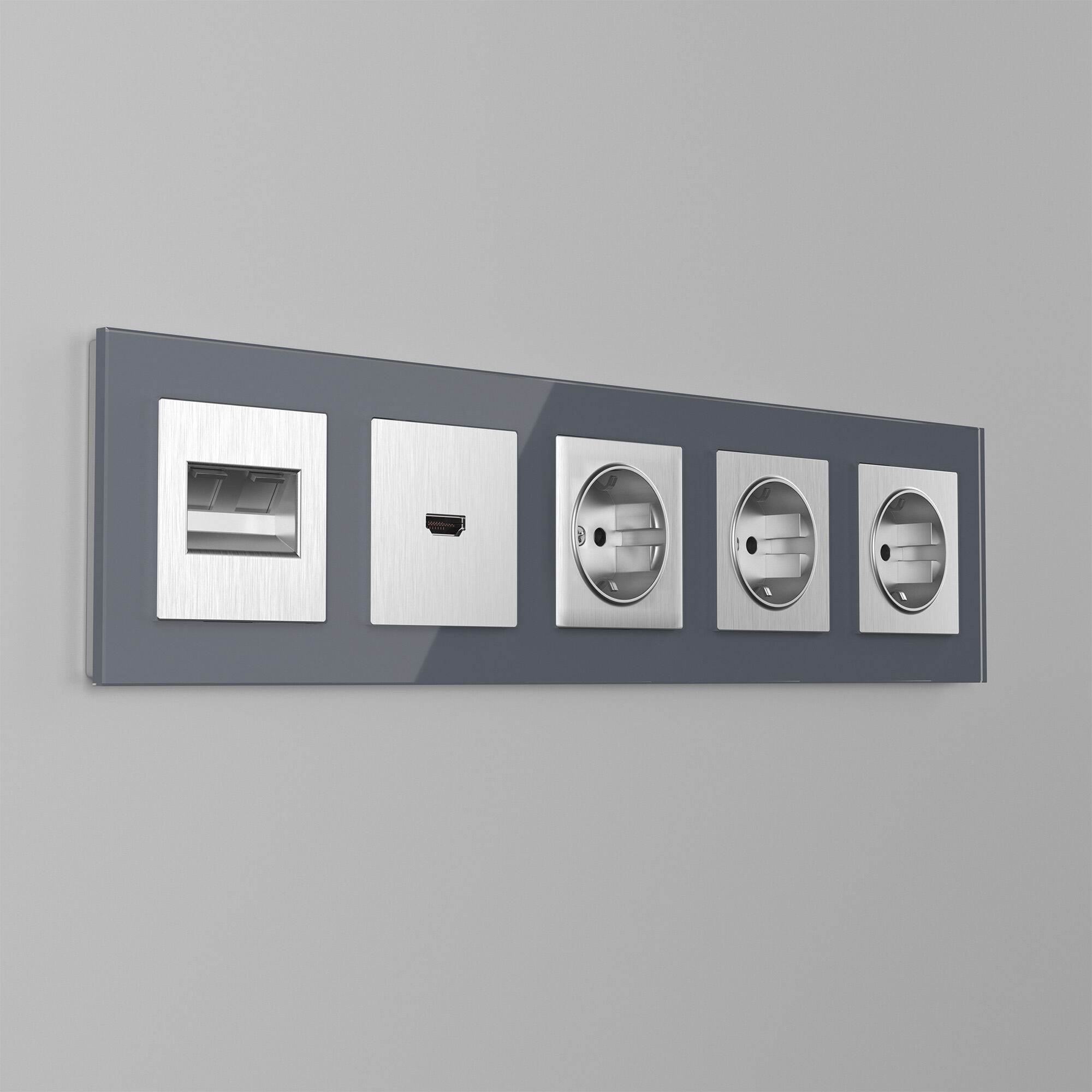 Накладка для двойной розетки Еthernet RJ-45 WERKEL (серебряный рифленый) WL09-RJ45+RJ45-CP / W1191109 / a041307