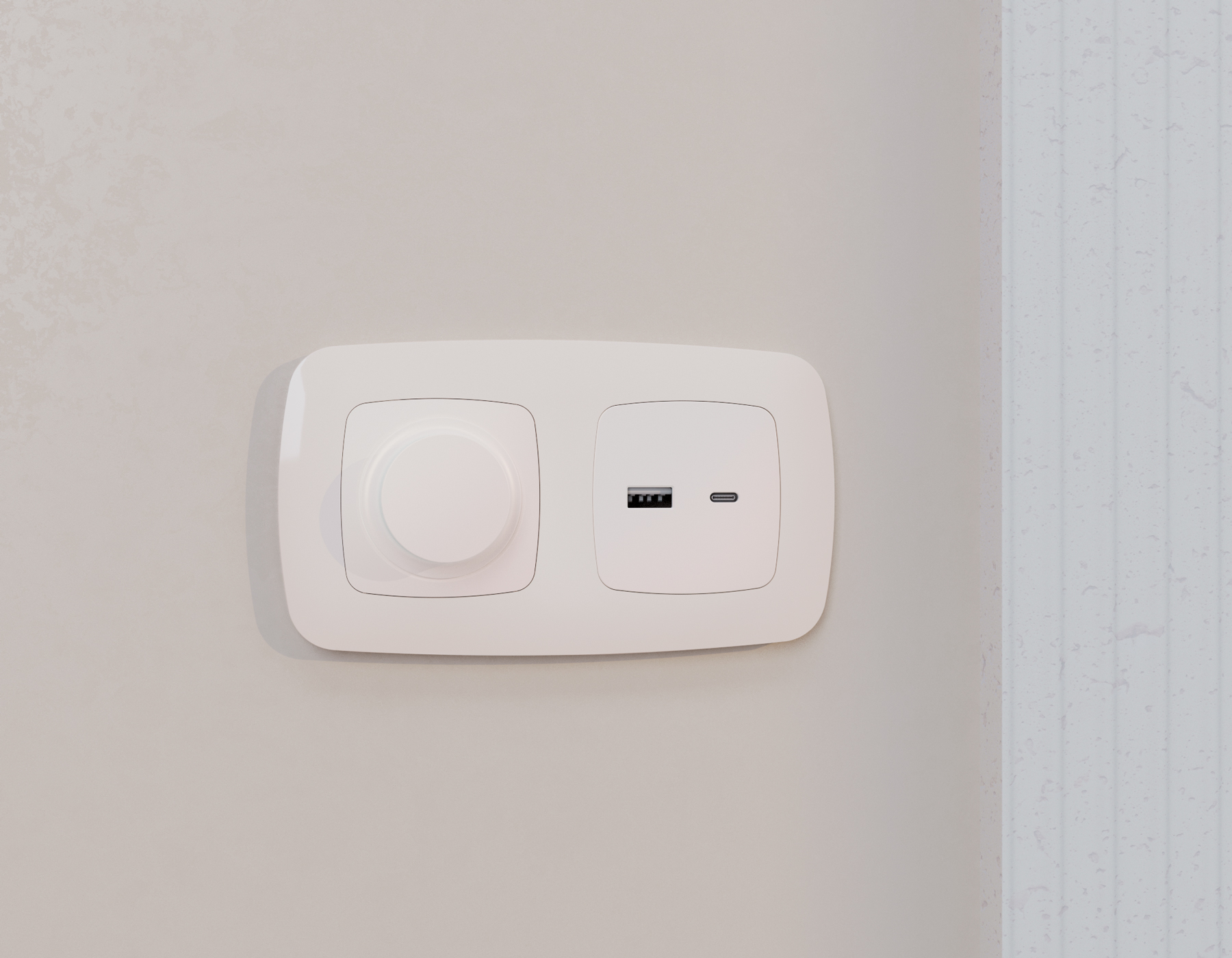 OP2110 Лицевая панель OMEGA (Жемчуг) для розетки 2USB тип A+C QUANT