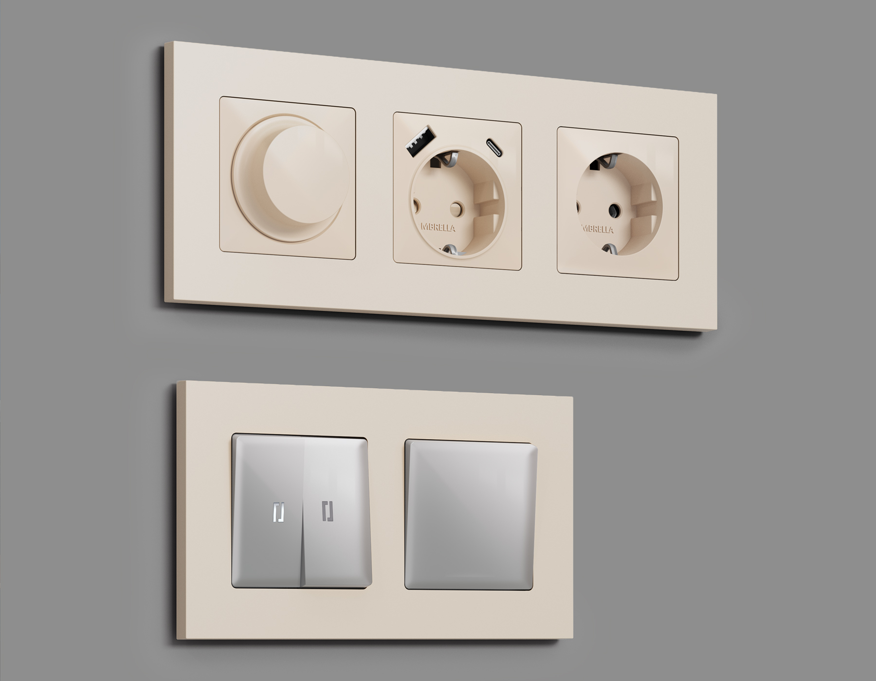 AF250332 Рамка ALFA Qubi (Бежевый матовый) 2-ая