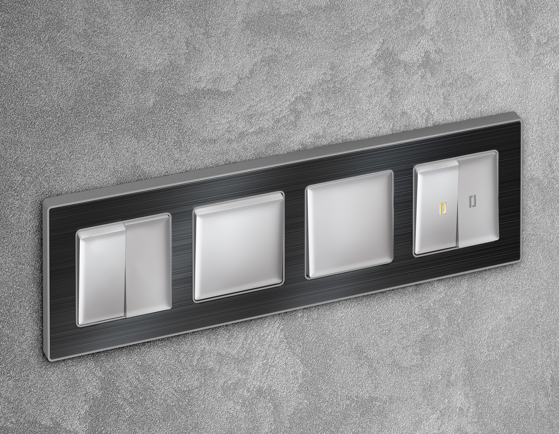 AP4030 Лицевая панель ALFA (Серебро глянец) для 2-кл выключателей QUANT