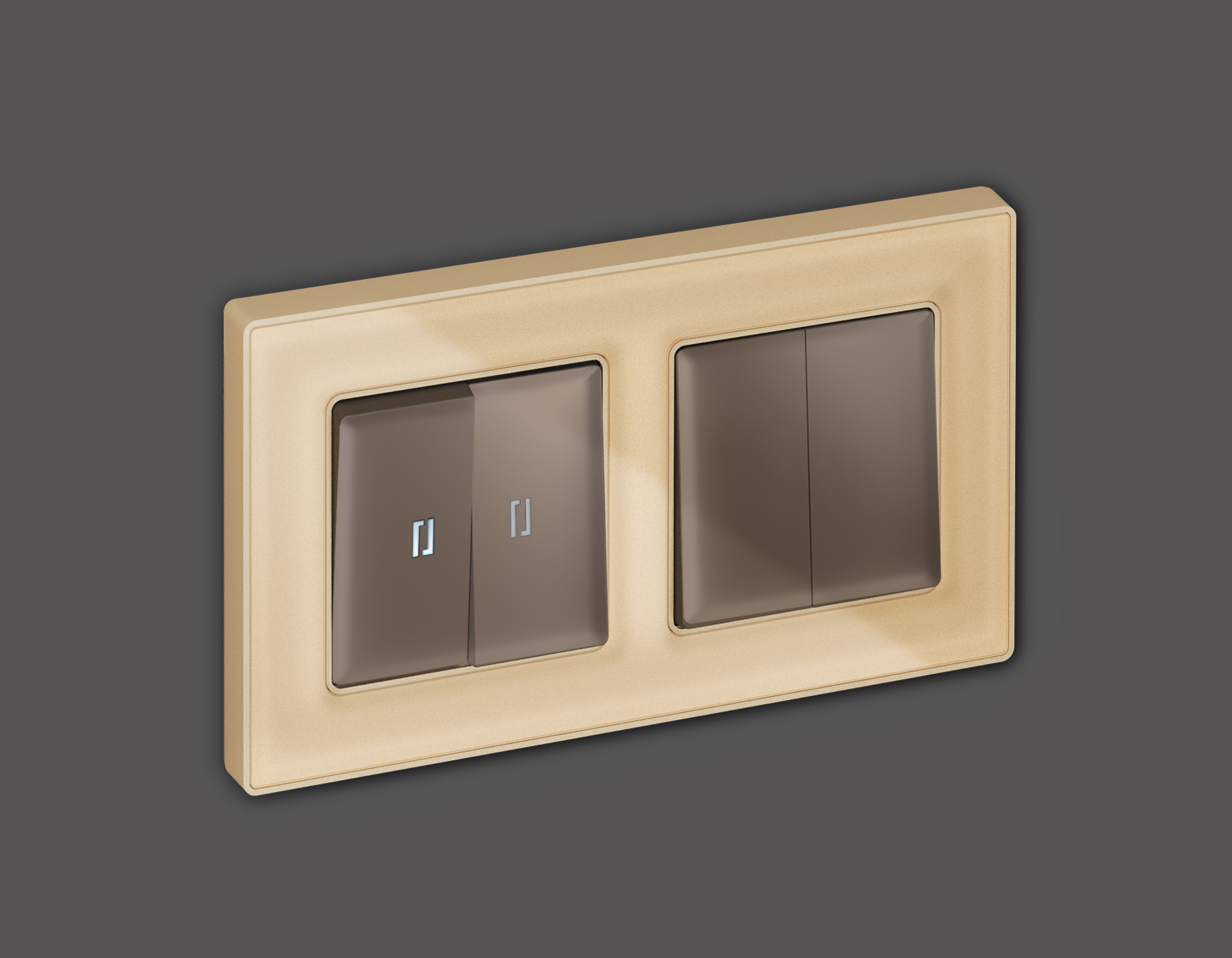 AP6340 Лицевая панель ALFA (Темная бронза матовый) для 2-кл выключателей с подсветкой QUANT