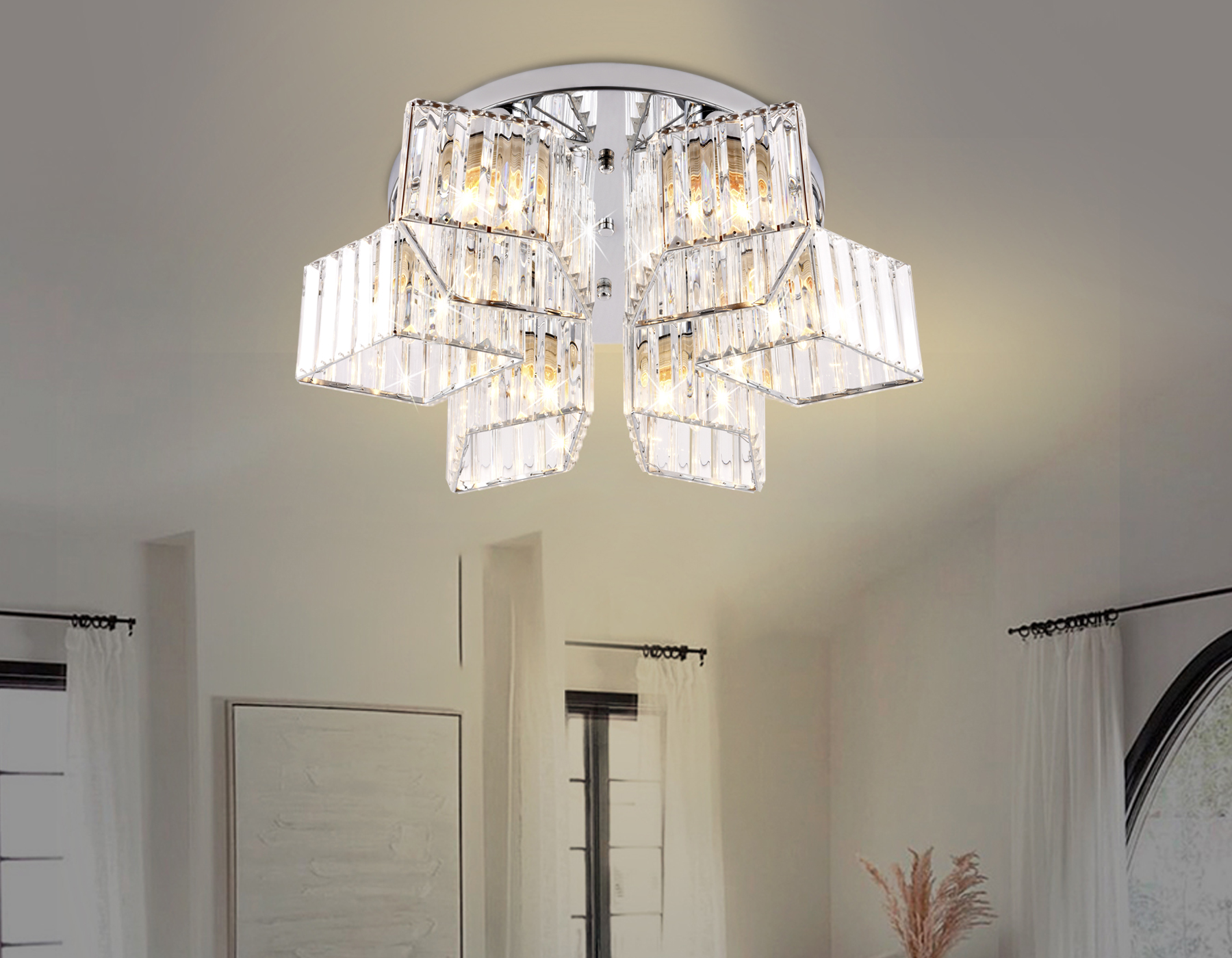 Потолочный светильник Ambrella TR5209/6 CH/CL хром/прозрачный E27/6 max 40W D550*180