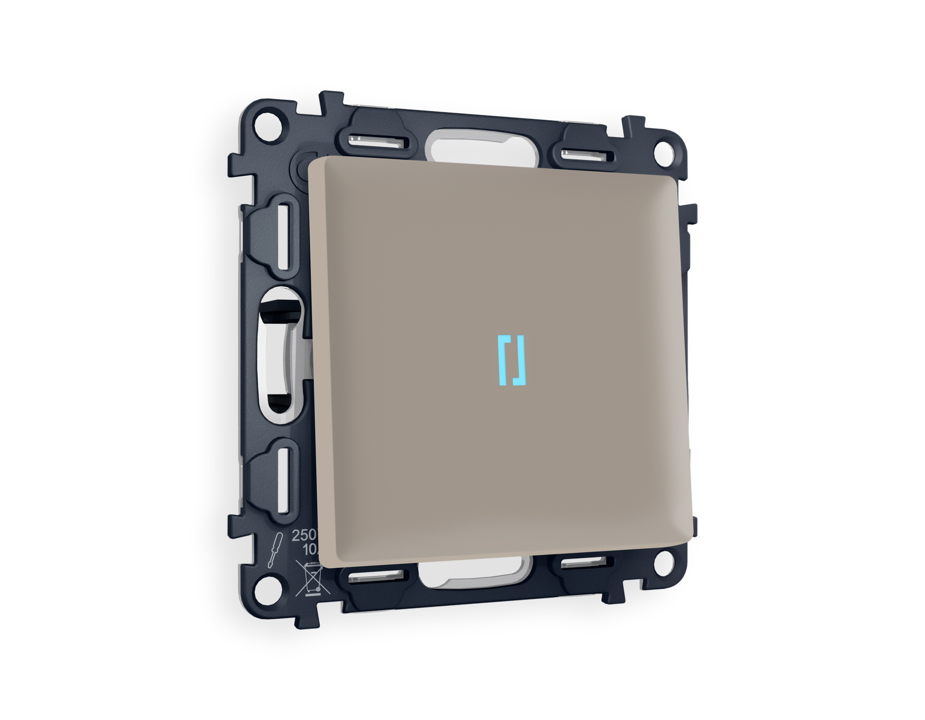 MA362020 Комплект механизма 1-кл выключателя с подсветкой 10000K ALFA Серо-бежевый матовый QUANT (AP3620, VM101, G17B)