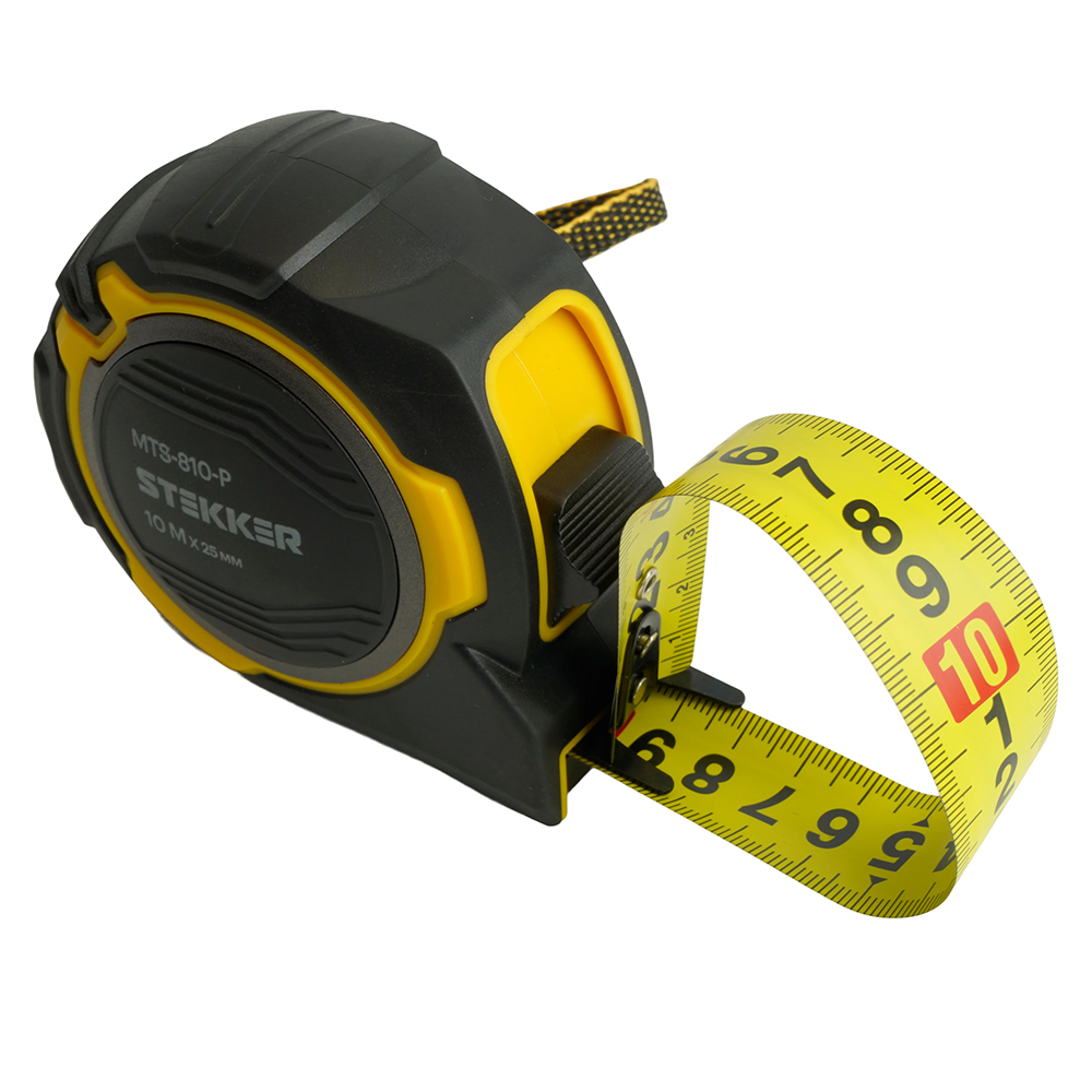 Рулетка, 10 м х 25 мм, магнит, II класс точности, двухстороннее нанесение, STEKKER MTS-810-P