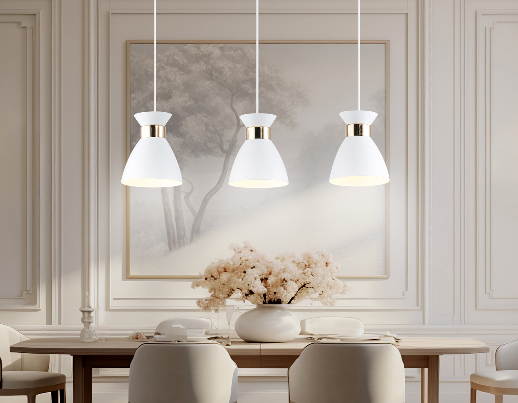 TR8466/3 WH/FGD белый/золото E27/3 max 60W 550*135*1000