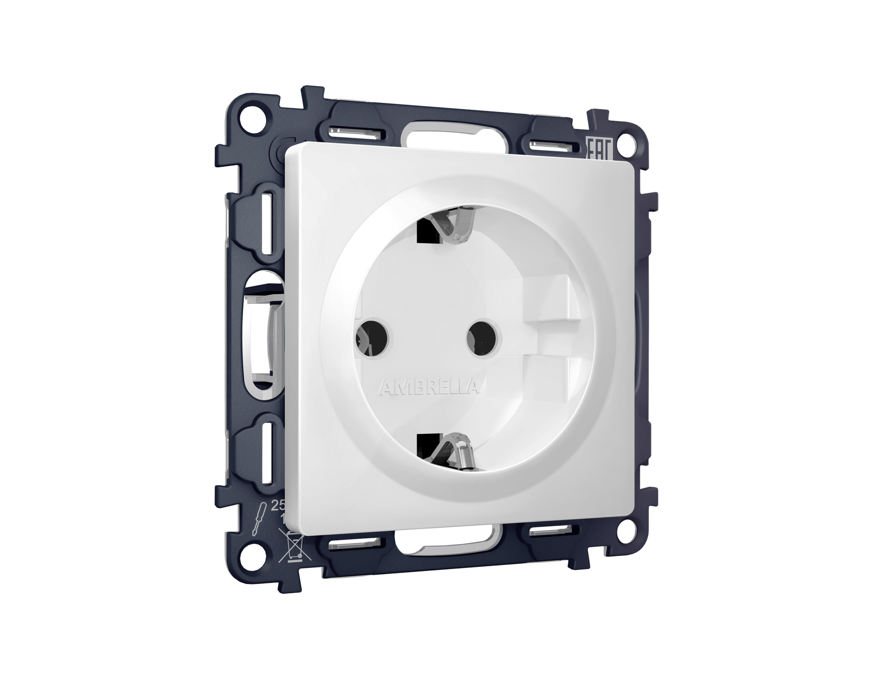 MA126010 Комплект механизма электрической розетки ALFA Белый матовый с/з на винтовых зажимах QUANT (AP1260, VM141)