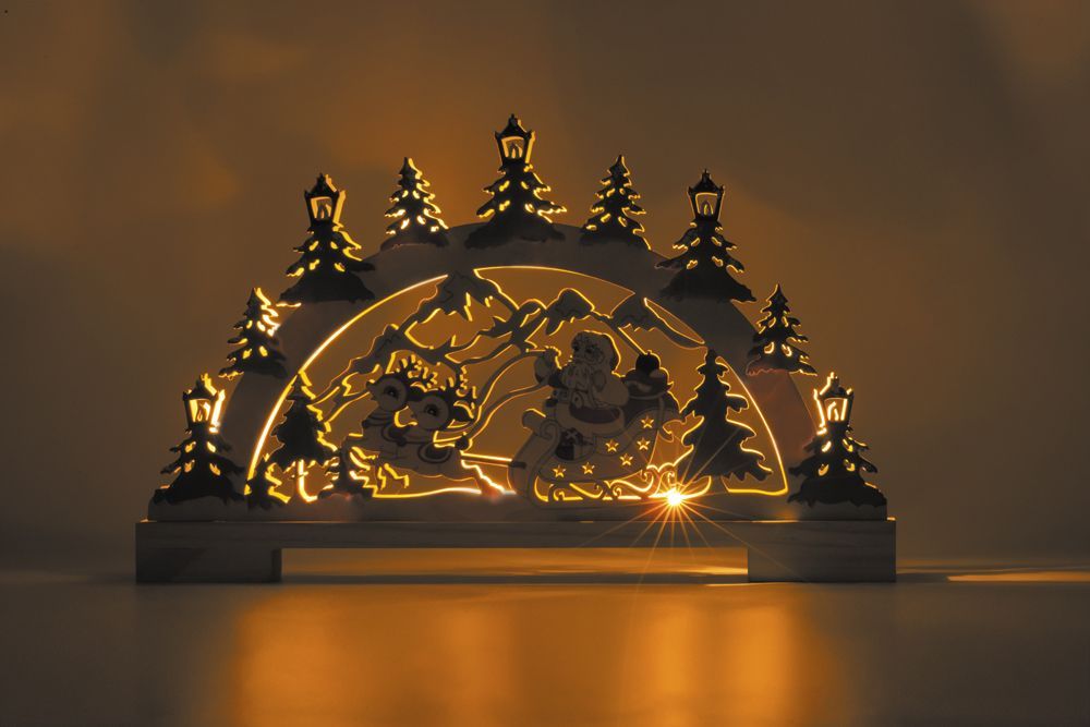 Деревянная световая фигура, 10LED, цвет свечения: теплый белый,  44*4,5*25 сm, батарейки 2*AA , IP20, LT085