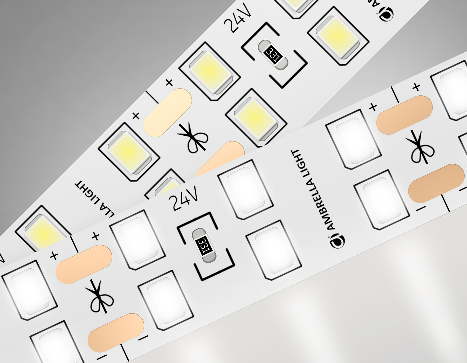 GS3602 2835 204Led/ 20W m/ 24V IP20 4500K/ 5000*14*1.2mm (2 конт.)