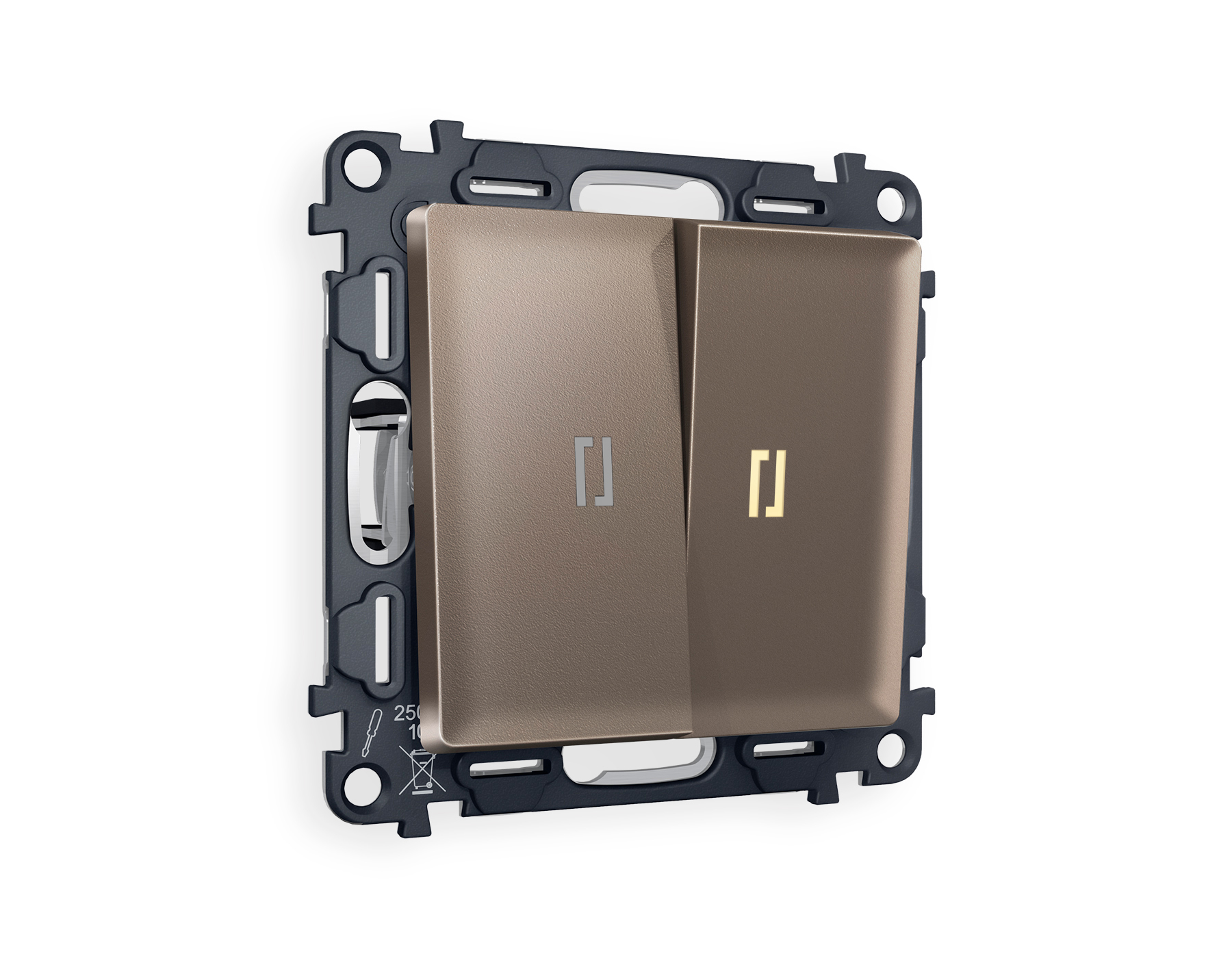 MA634030 Комплект механизма 2-кл проходного выключателя с подсветкой 3200K ALFA Темная бронза матовый QUANT (AP6340, VM120, G22Y)