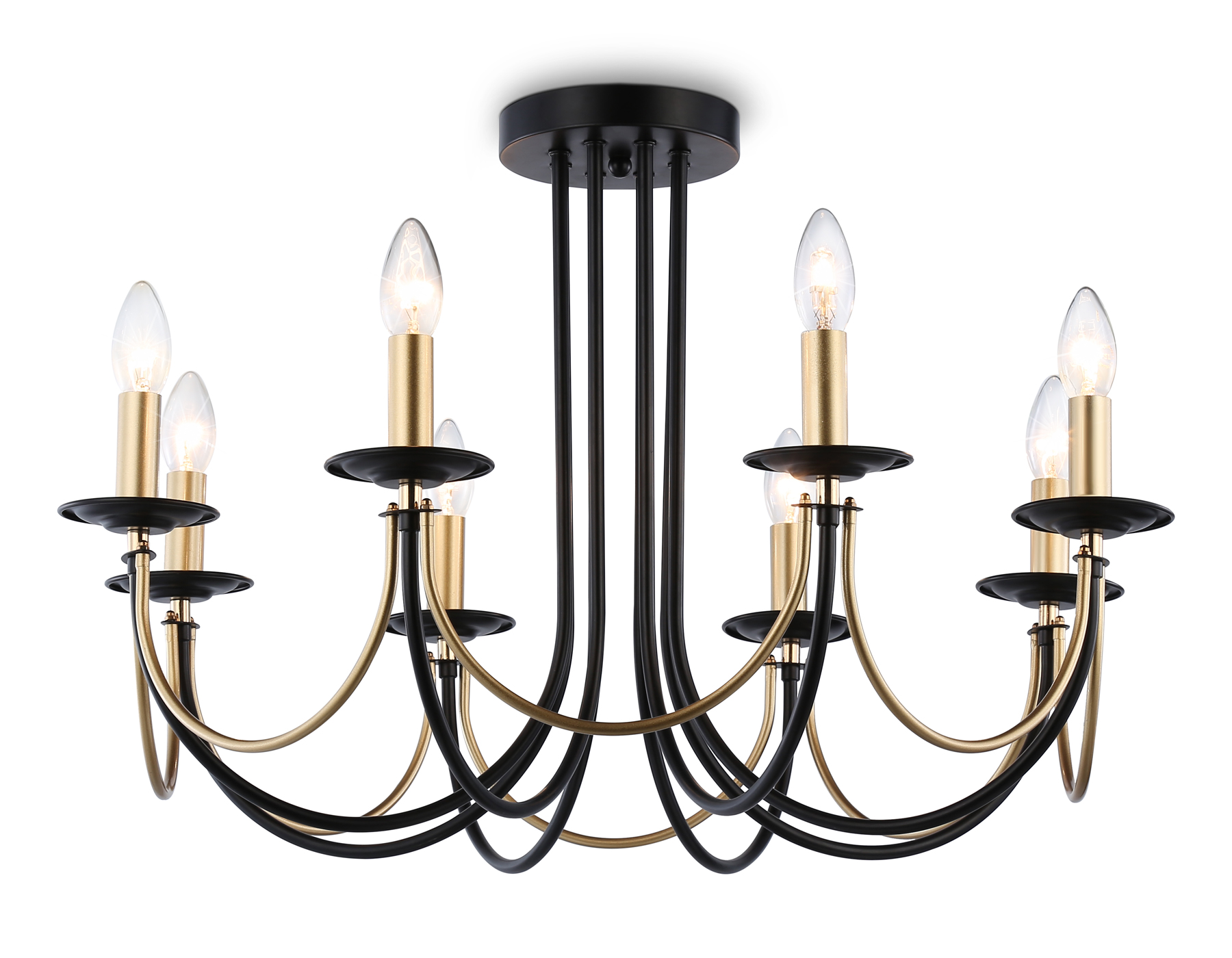 TR9622/8 BK/CGD черный/золото E14/8 max 40W D700*450