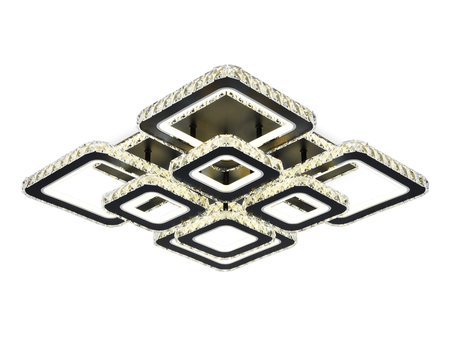 Потолочный светильник Ambrella FA1738/4+4 BK/CH черный/хром 215W 3000K/4200K/6400K 720*720*120 (ПДУ РАДИО 2.4G)