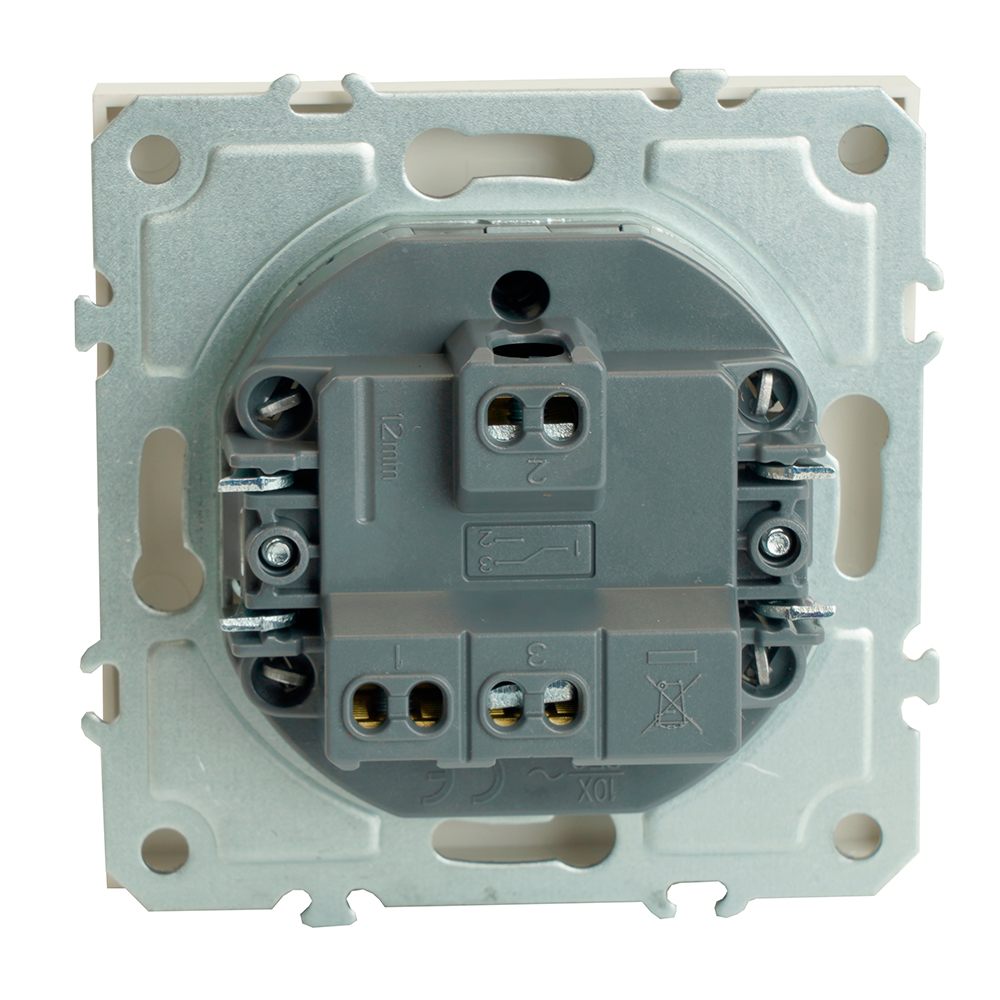 Переключатель 1-клавишный (механизм), STEKKER, 250В, 10A, серия Эмили, RSW10-5105-01, белый фарфор, soft touch