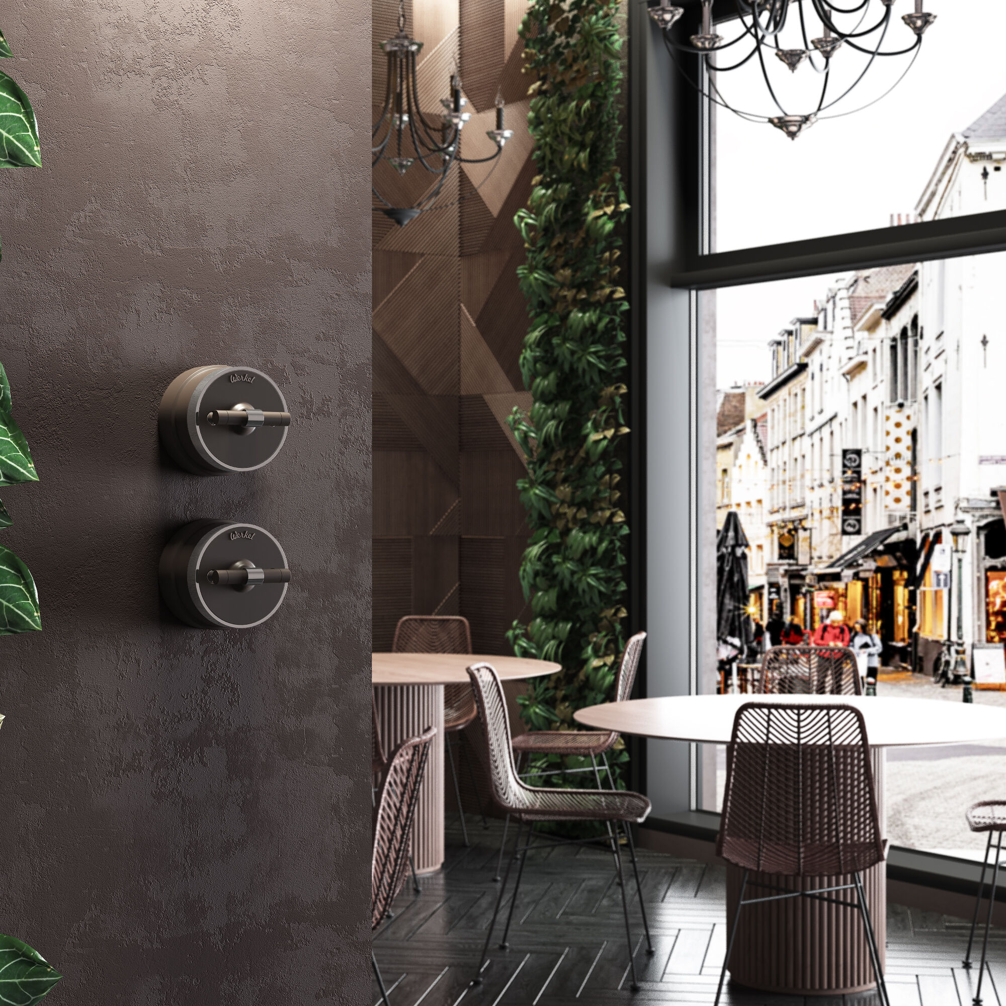 Выключатель на 4 положения двухклавишный Vintage Werkel (мокко матовый/хром) W5822052