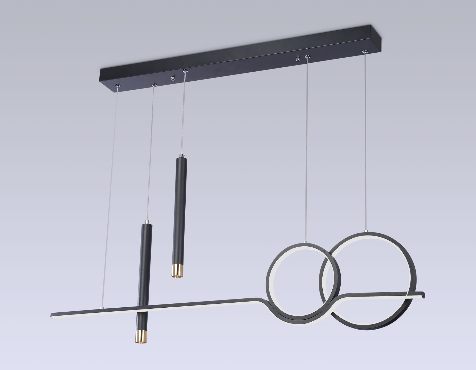 Подвесной светильник Ambrella FL5394/5 BK черный 3000K/4200K/6400K+4200K 62W 1000*75*1200 (ПДУ ИК)