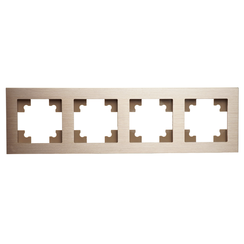 Рамка 4-местная, металл, STEKKER, MFR00-7004-02, серия Катрин, шампань