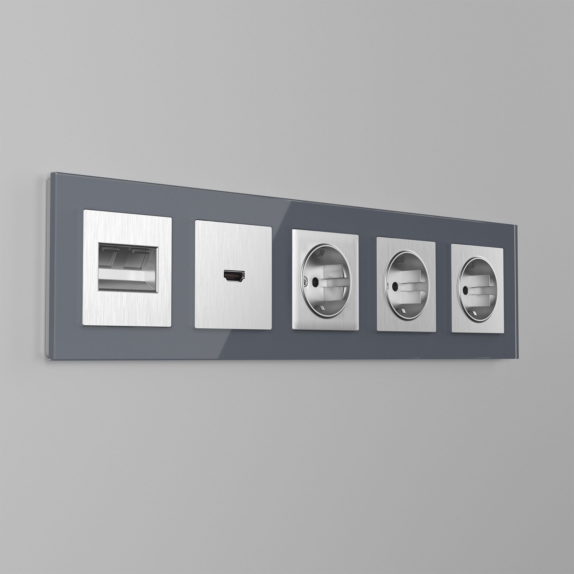 Розетка с заземлением и шторками WERKEL (cеребряный рифленый) WL09-SKGS-01-IP44 / W1171109 / a035649