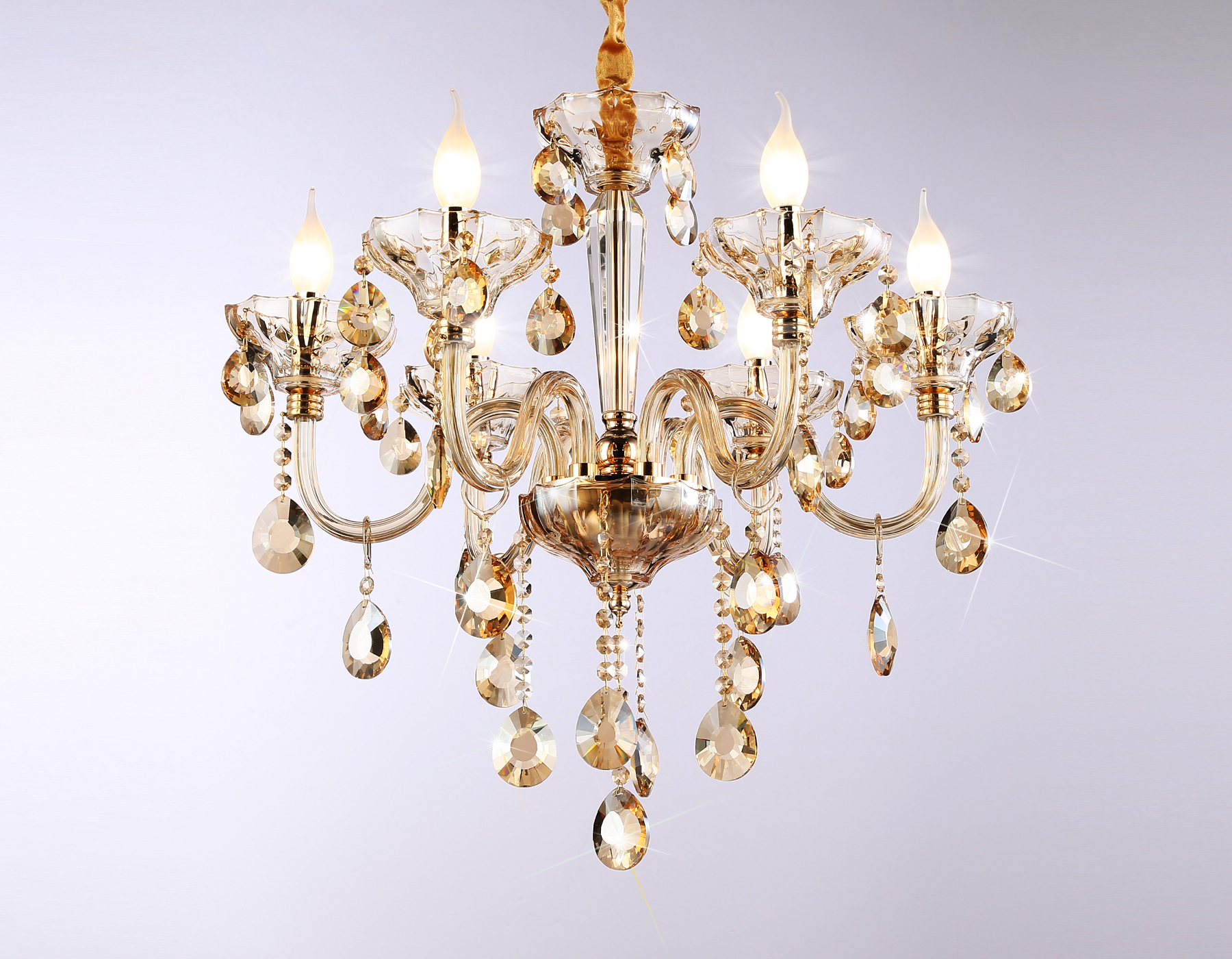 Подвесная люстра TR4901/6 GD/TI золото/янтарь E14/6 max 40W D663*598