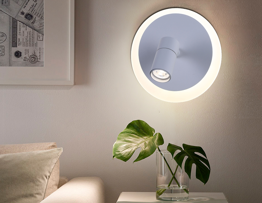 Поворотный настенно-потолочный светодиодный светильник Ambrella FW260 SWH белый песок LED 4200K 12W+3W D230*120