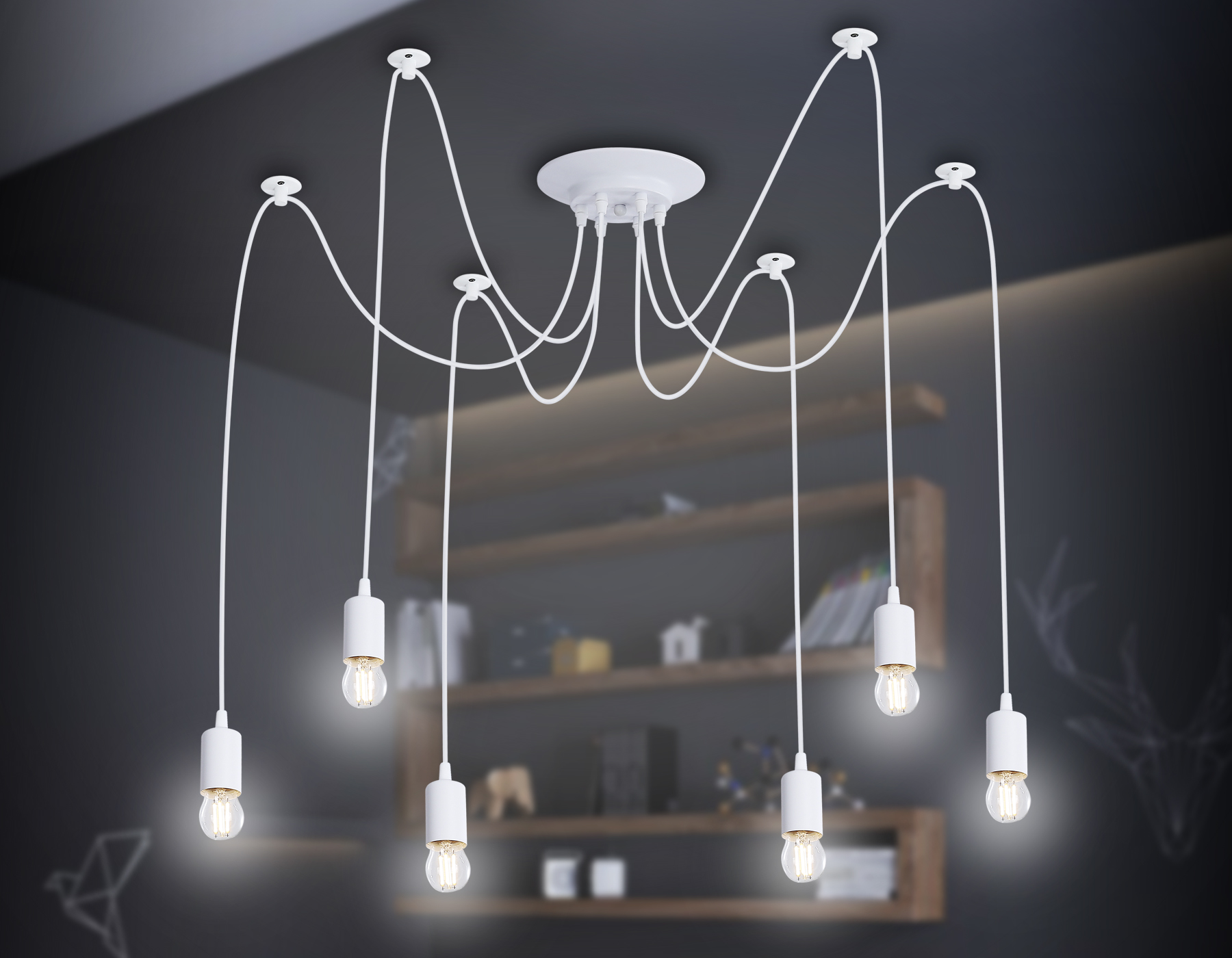 Подвесная люстра TR8177/6 WH белый E27*6 max 40W D630*910