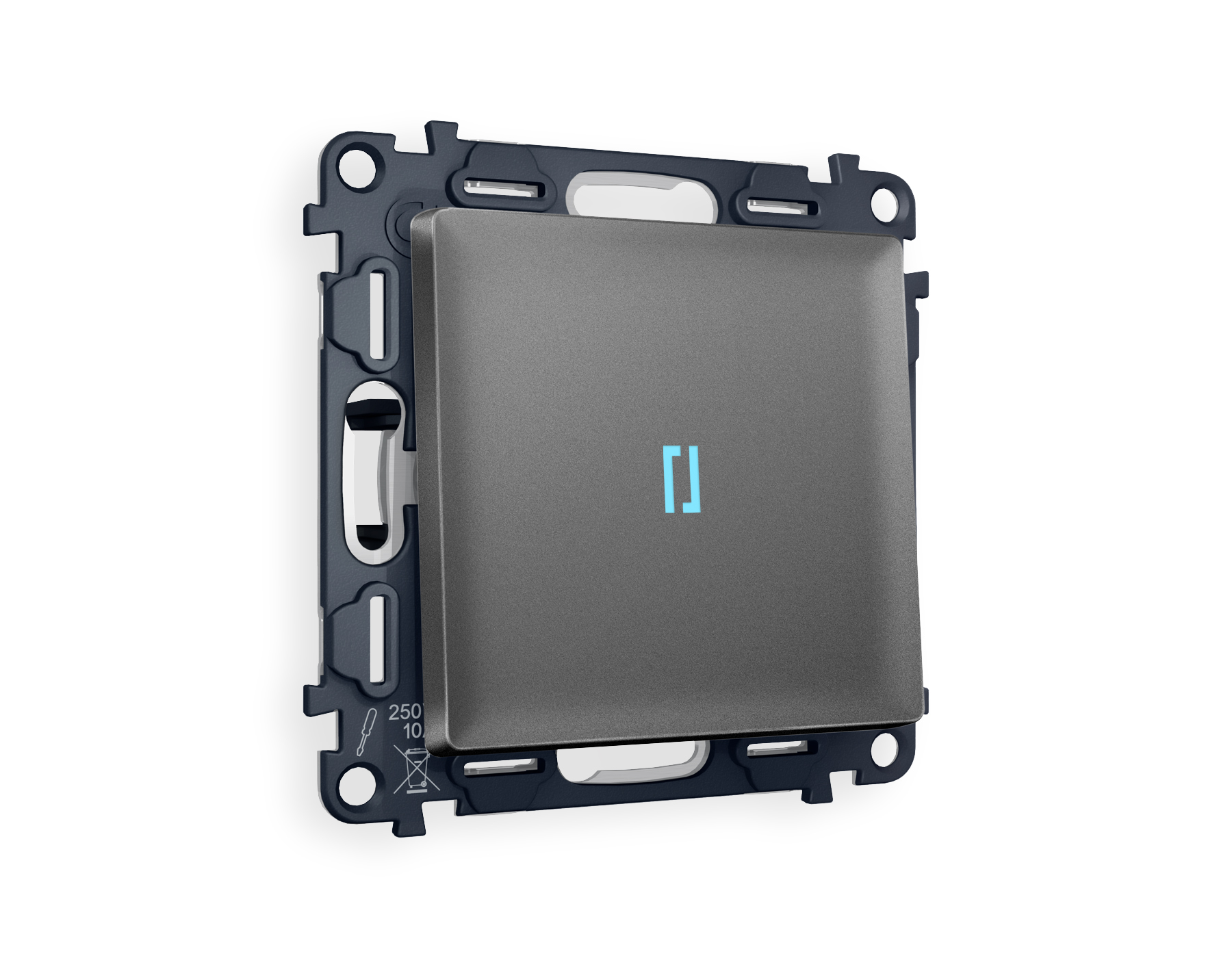 MA652040 Комплект механизма 1-кл проходного выключателя с подсветкой 10000K ALFA Антрацит серый QUANT (AP6520, VM105, G29B)