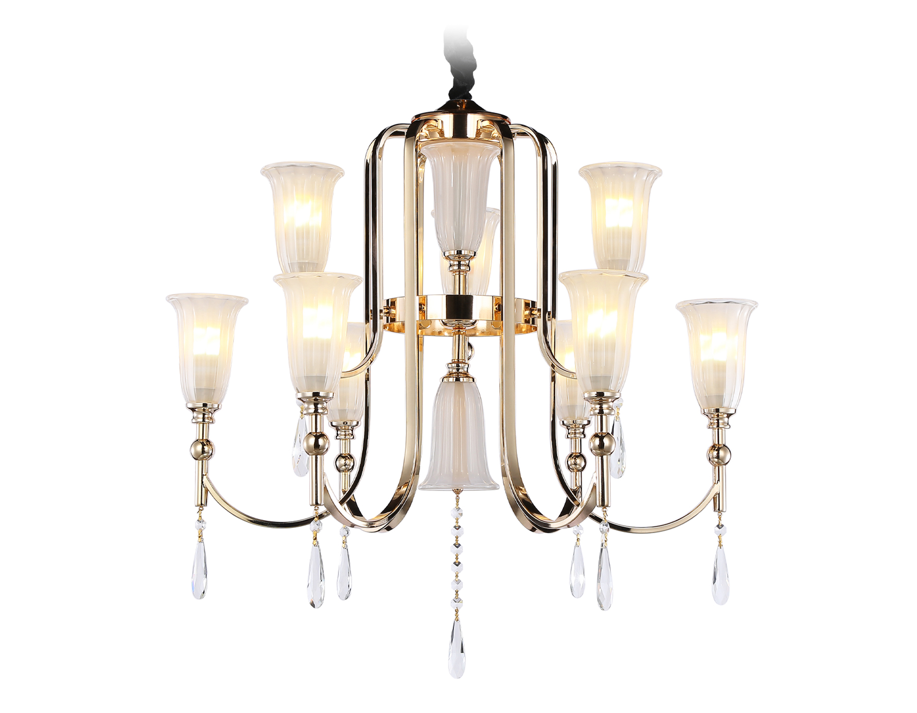 Подвесная люстра TR3250/9 SGD/FR золото/белый матовый E14*9 max 40W D735*720