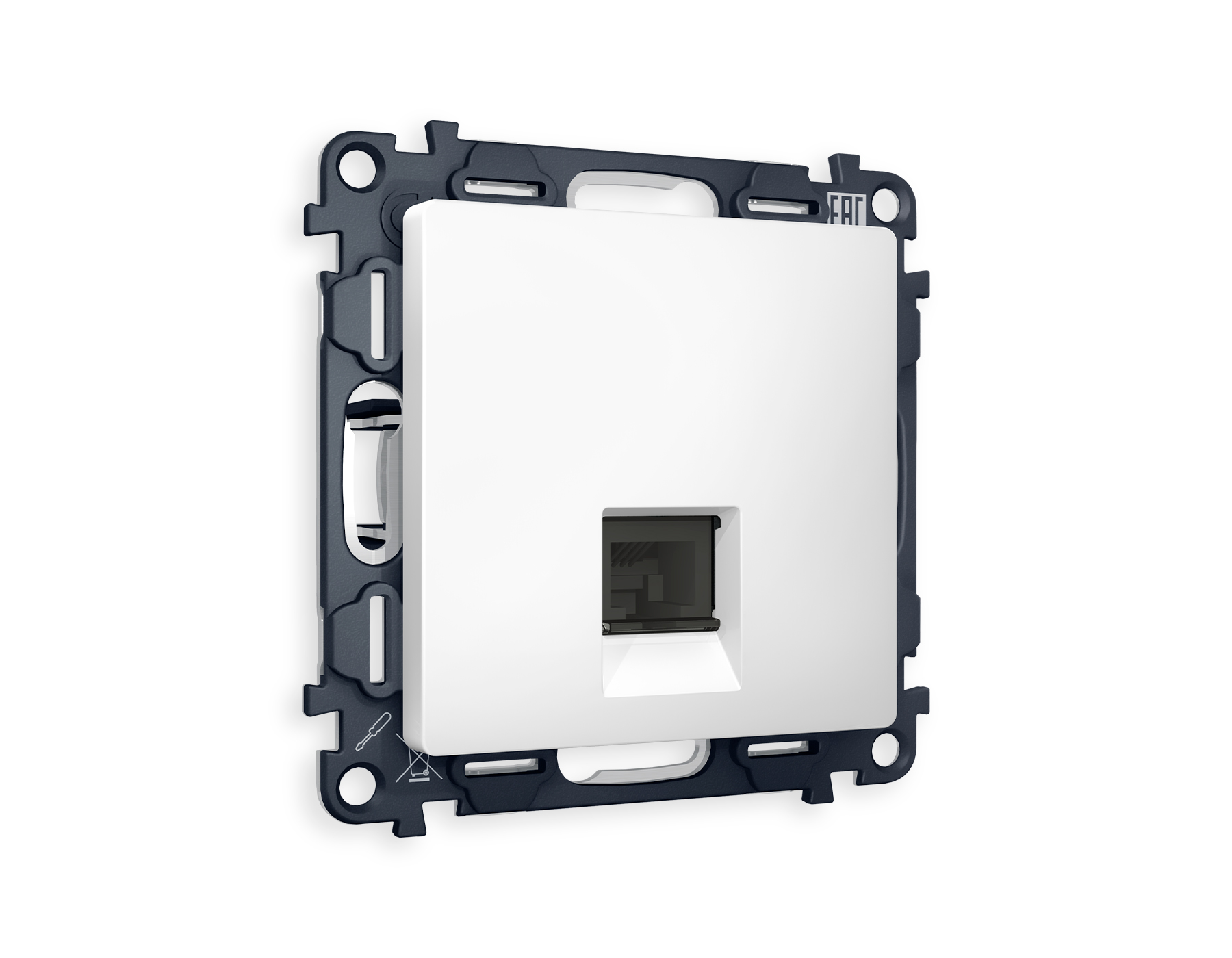 MA132030 Комплект механизма телефонной розетки ALFA Белый матовый RJ-11(4P4C) с шторкой QUANT (AP1320, VM190)