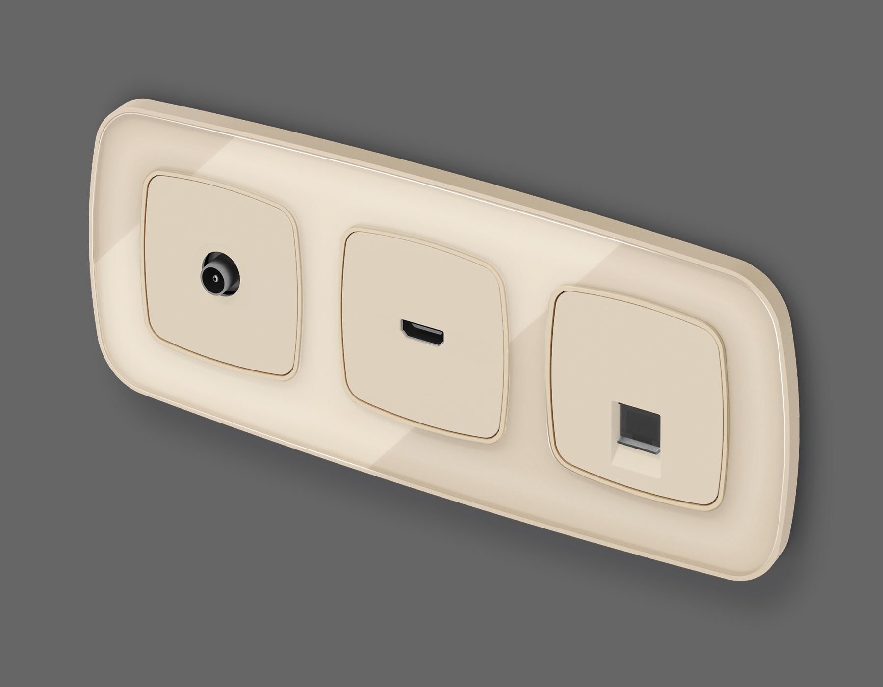 OP3320 Лицевая панель OMEGA (Бежевый матовый) для компьютерной/телефонной розетки RJ-45/RJ-11 QUANT