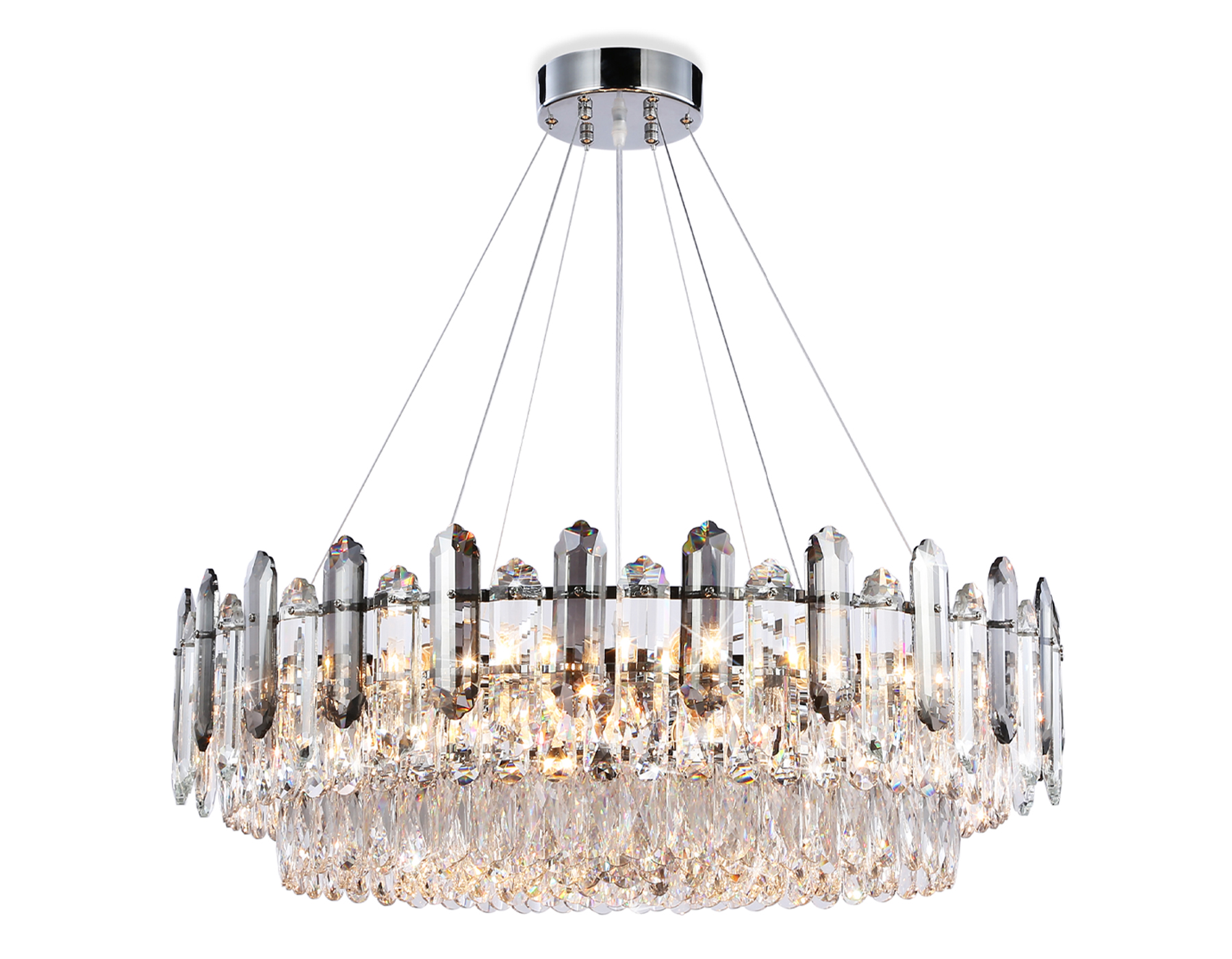 Подвесная люстра TR5193/18 CH/CL/SM хром/прозрачный/дымчатый E27*18 max 40W D750*250