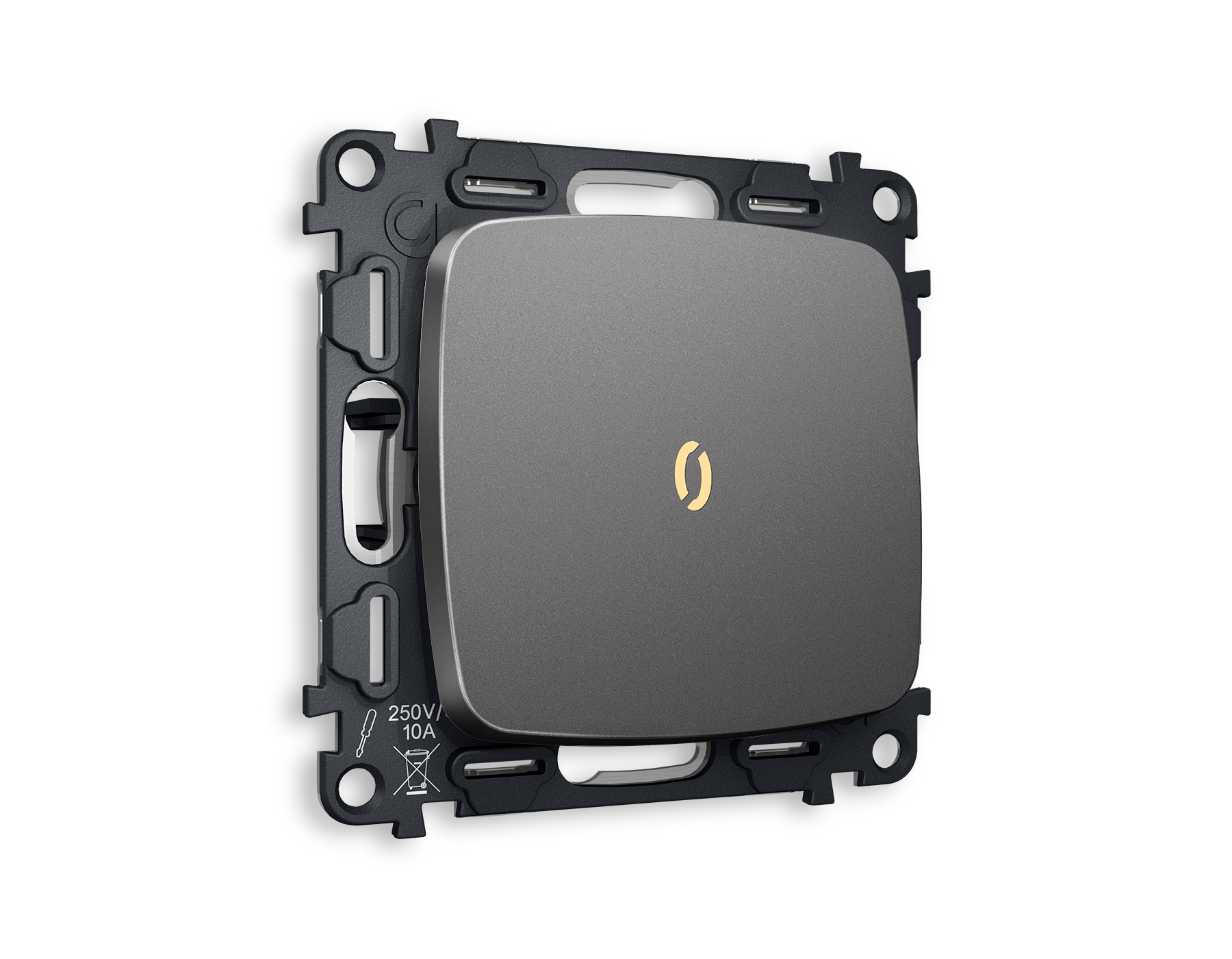MO652030 Комплект механизма 1-кл проходного выключателя с подсветкой 3200K OMEGA Антрацит серый QUANT (OP6520, VM105, G22Y) MO652030 Комплект механизма 1-кл проходного выключателя с подсветкой 3200K OMEGA Антрацит серый QUANT (OP6520, VM105, G22Y)