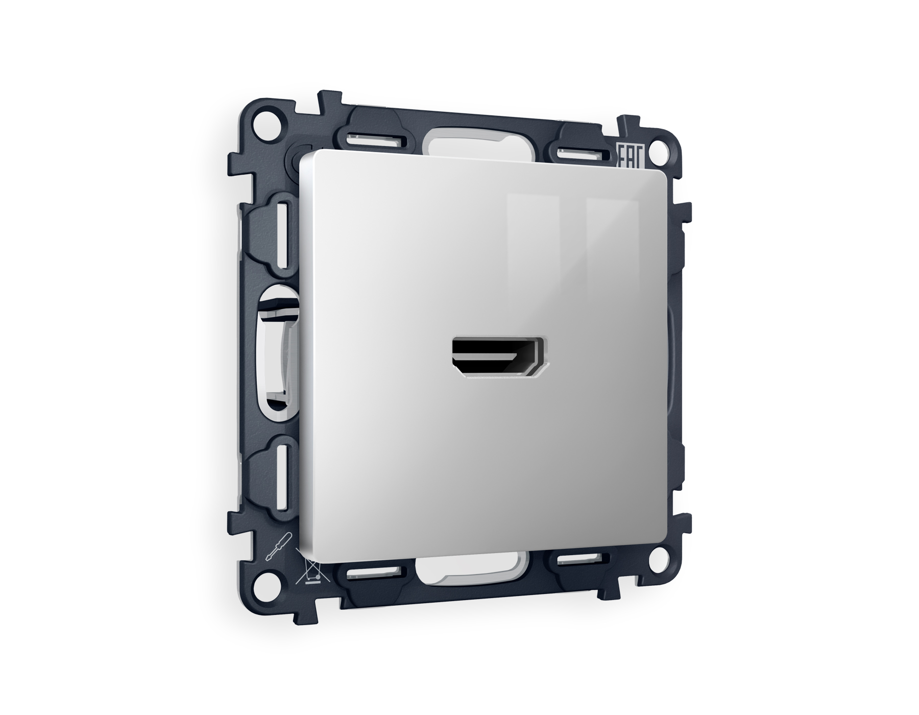 MA414010 Комплект механизма розетки HDMI 2.0 ALFA Серебро глянец 40V/500mA 2.0GHz 5-18Gbit/s QUANT (AP4140, VM222)