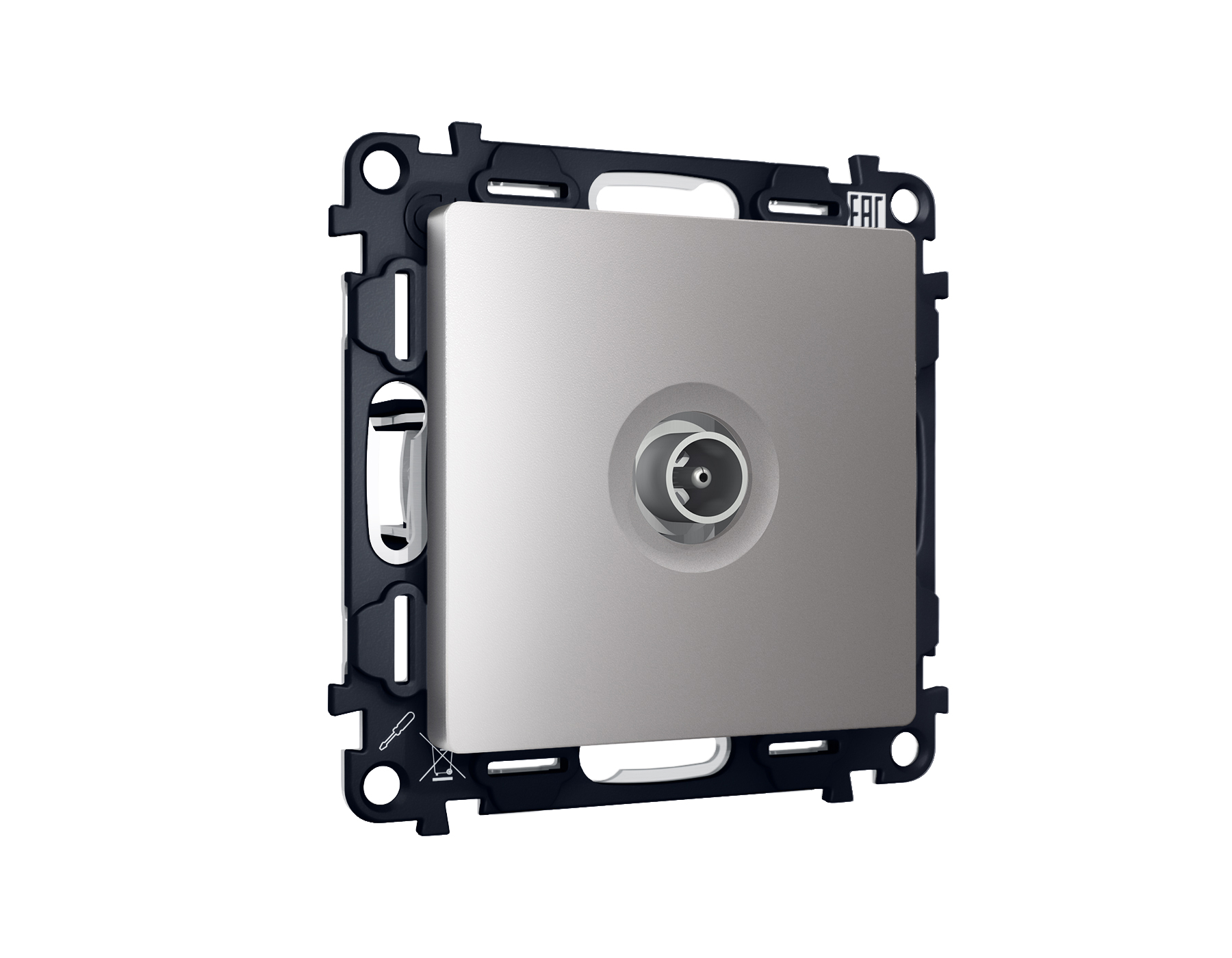 MA513010 Комплект механизма TV розетки оконечной ALFA Сталь матовый 50-870 MHz 1dB QUANT (AP5130, VM202)