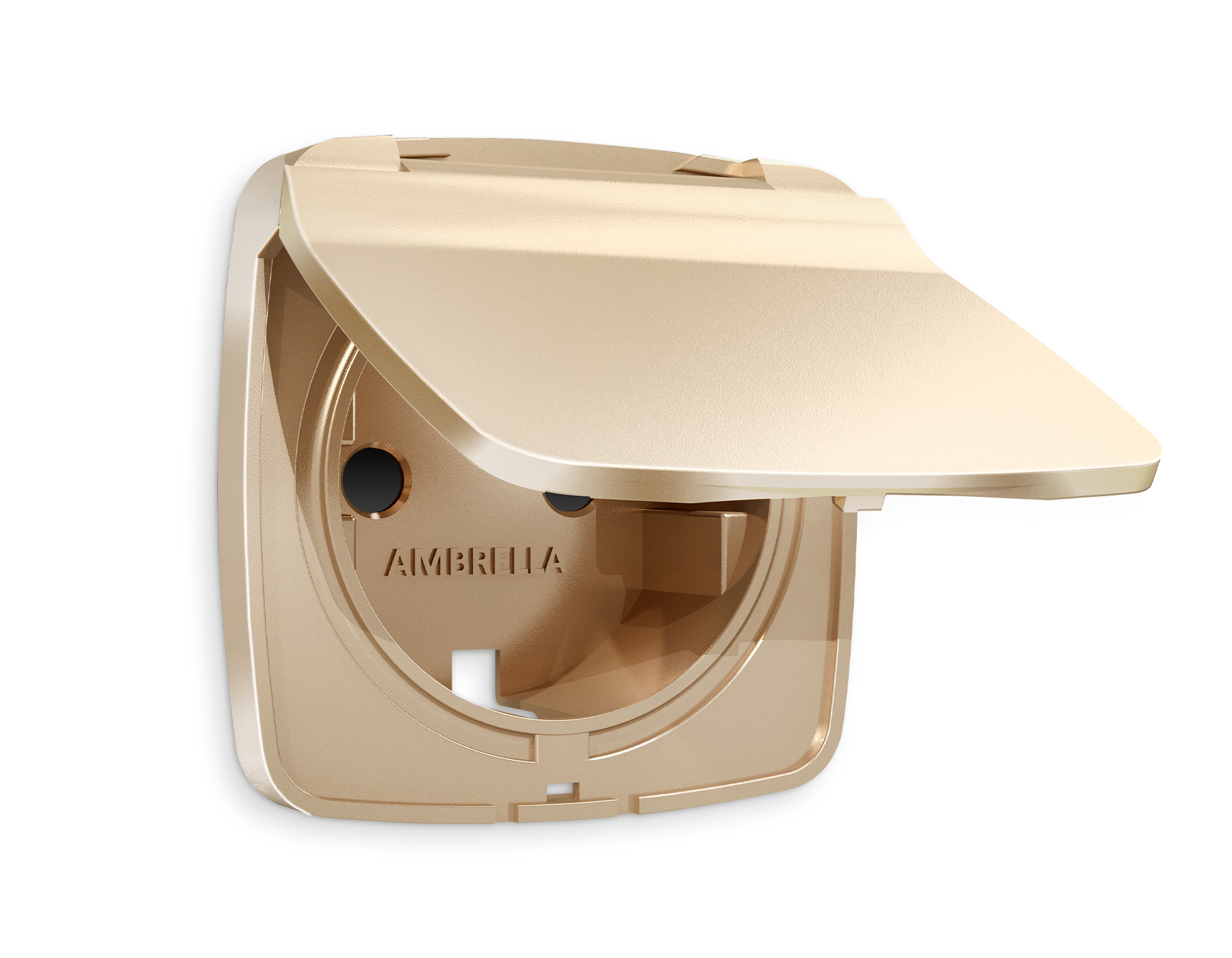 OP6080 Лицевая панель OMEGA (Шампань) для электрической розетки с/з со шторками и крышкой IP44 QUANT