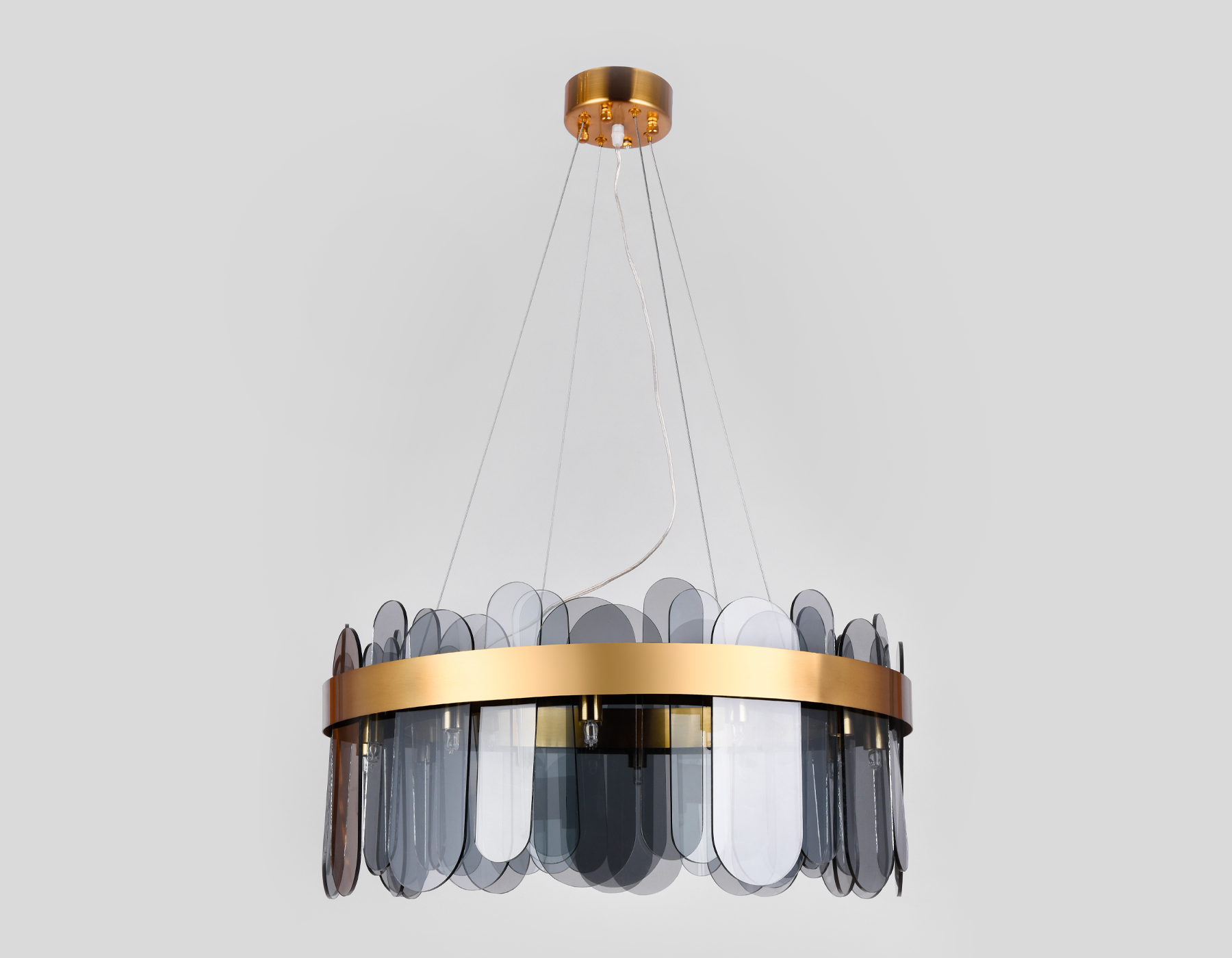 Подвесная люстра с хрусталем Ambrella TR5344/12 GD/SM золото/дымчатый G9/12 max 40W D600*770 Подвесная люстра с хрусталем Ambrella TR5344/12 GD/SM золото/дымчатый G9/12 max 40W D600*770
