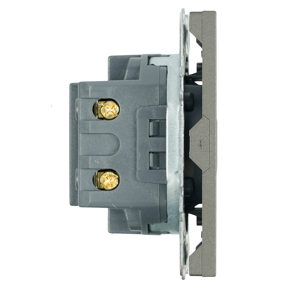 Розетка 2-местная USB + Type C (механизм), STEKKER, 250В, 20W, серия Эмили, RST10-5115-09, антрацит, soft touch