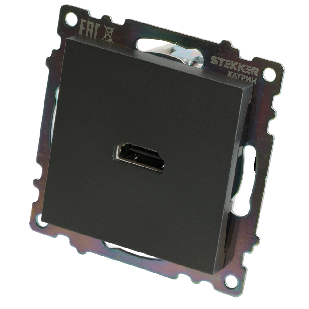 Розетка HDMI 2.1, Type A (механизм), серия Катрин, графит, GLS00-7118-06