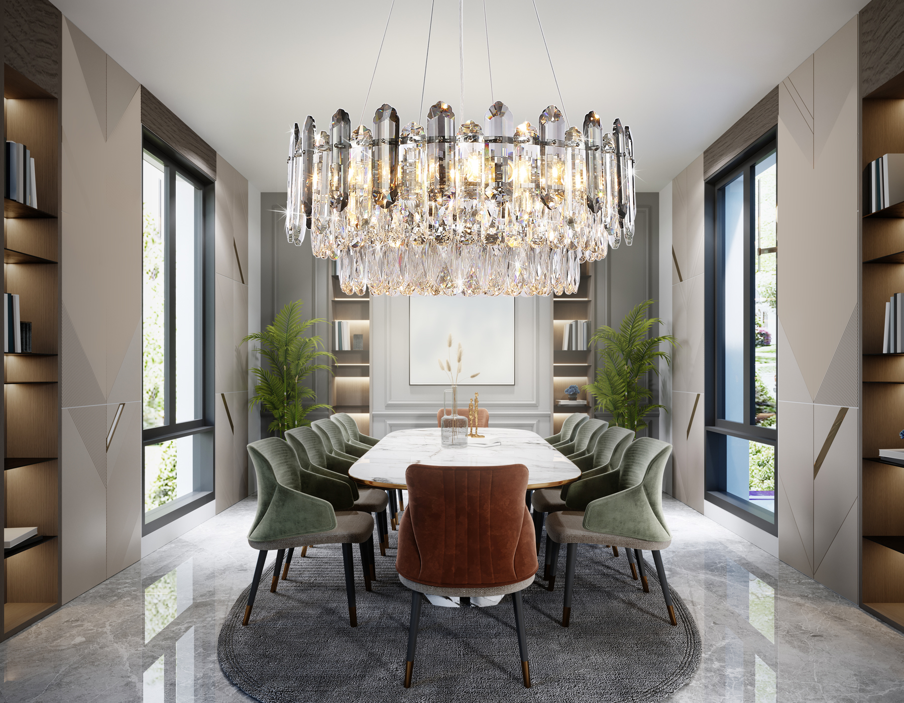 Подвесная люстра TR5191/11 CH/CL/SM хром/прозрачный/дымчатый E27*11 max 40W D550*250