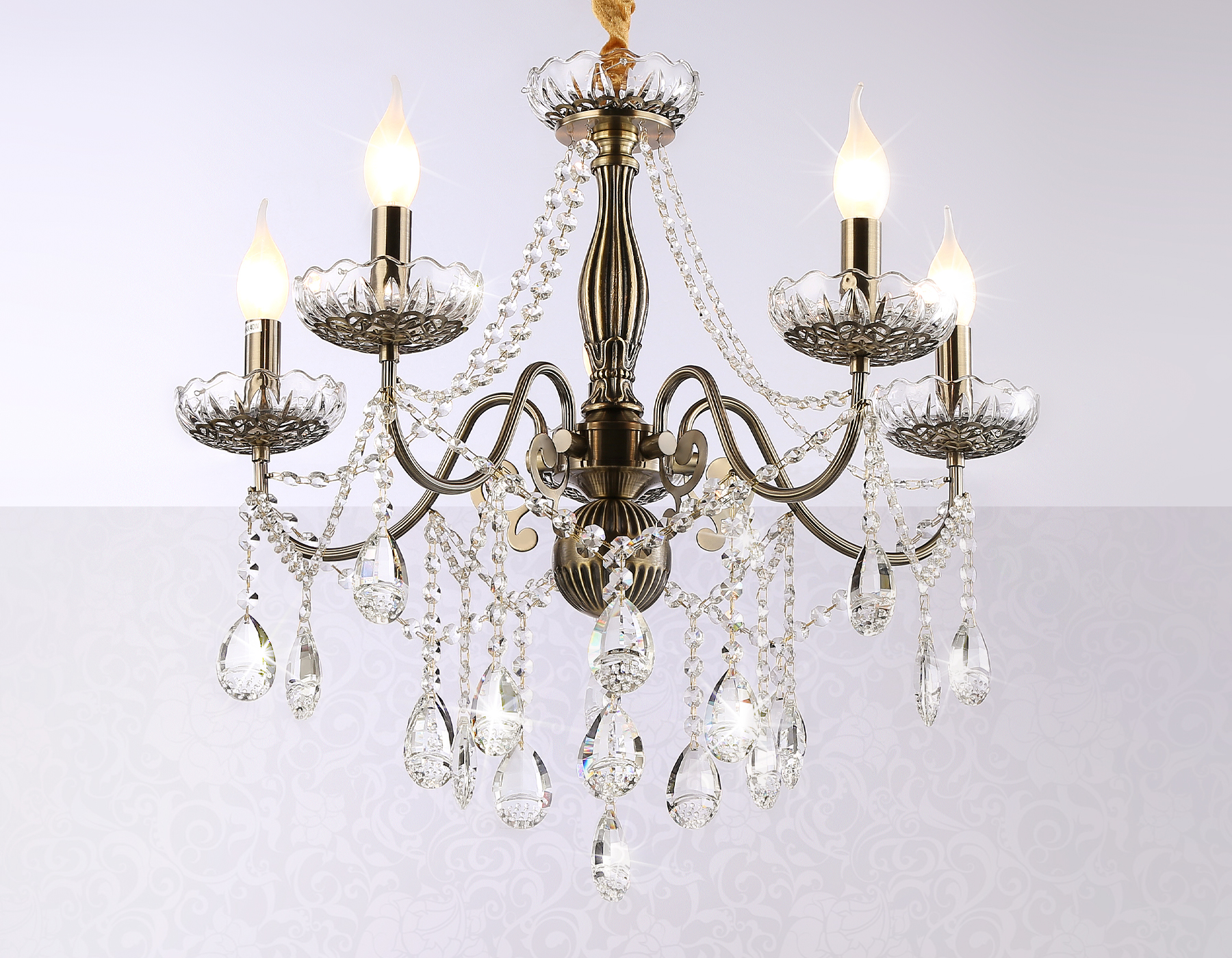 Подвесная люстра TR4949/5 SB/CL бронза/прозрачный E14/5 max 40W D620*585