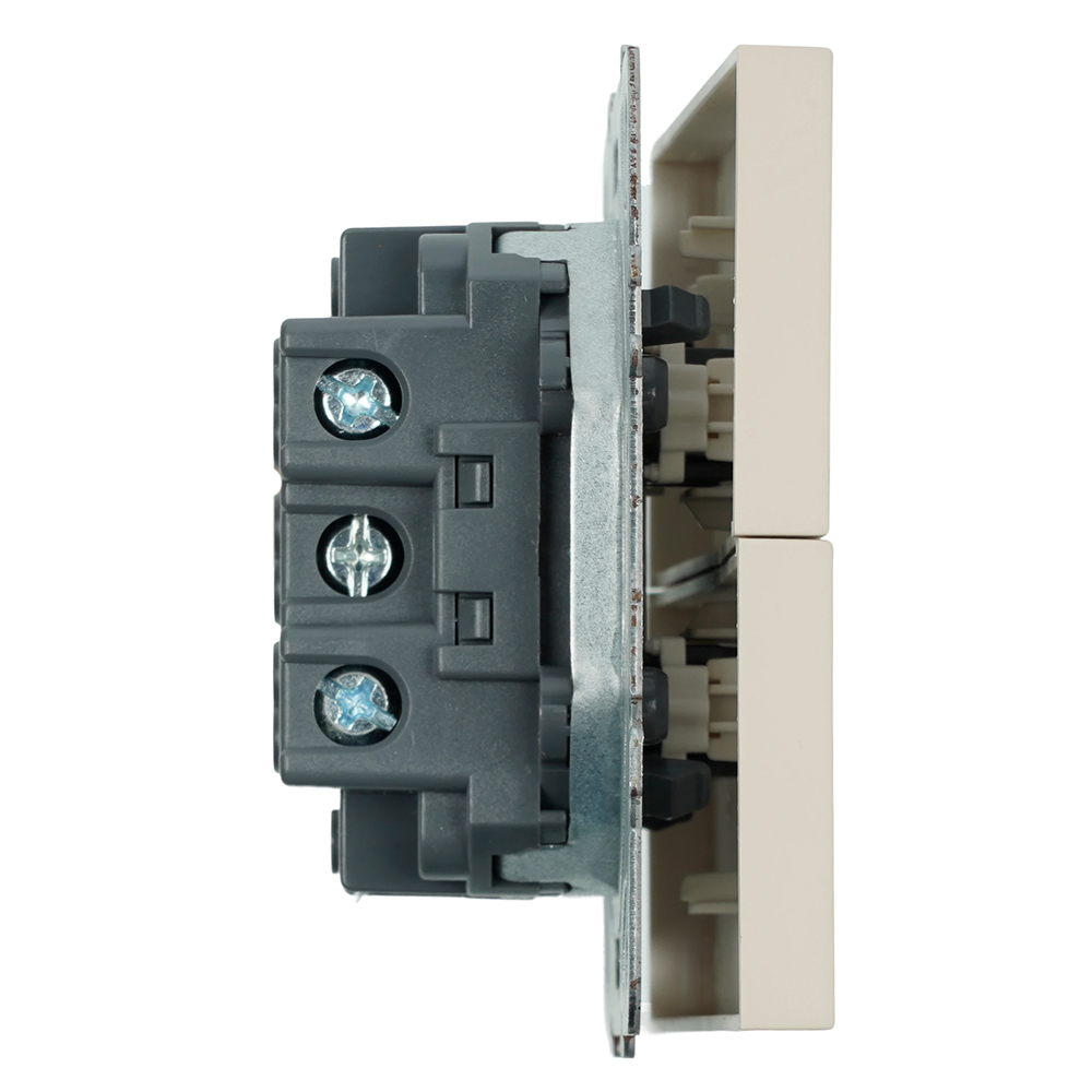 Выключатель 2-клавишный (механизм), STEKKER, 250В, 10А, серия Эмили, RSW10-5104-08, кашемир, soft touch