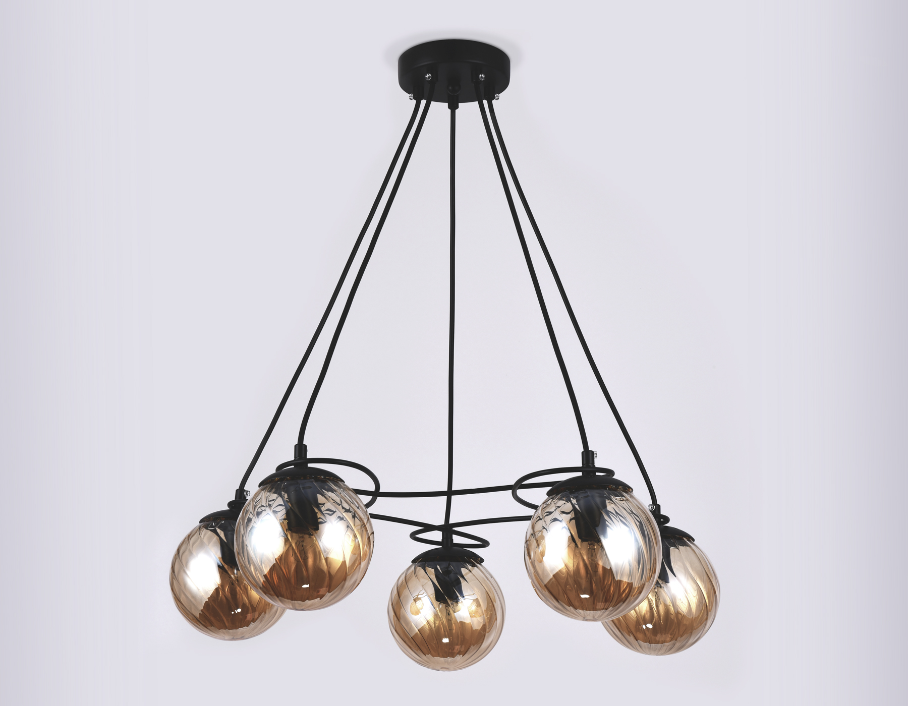 Подвесная люстра Ambrella TR9022/5  черный/янтарь E14 max 40W D560*800 Подвесная люстра Ambrella TR9022/5  черный/янтарь E14 max 40W D560*800