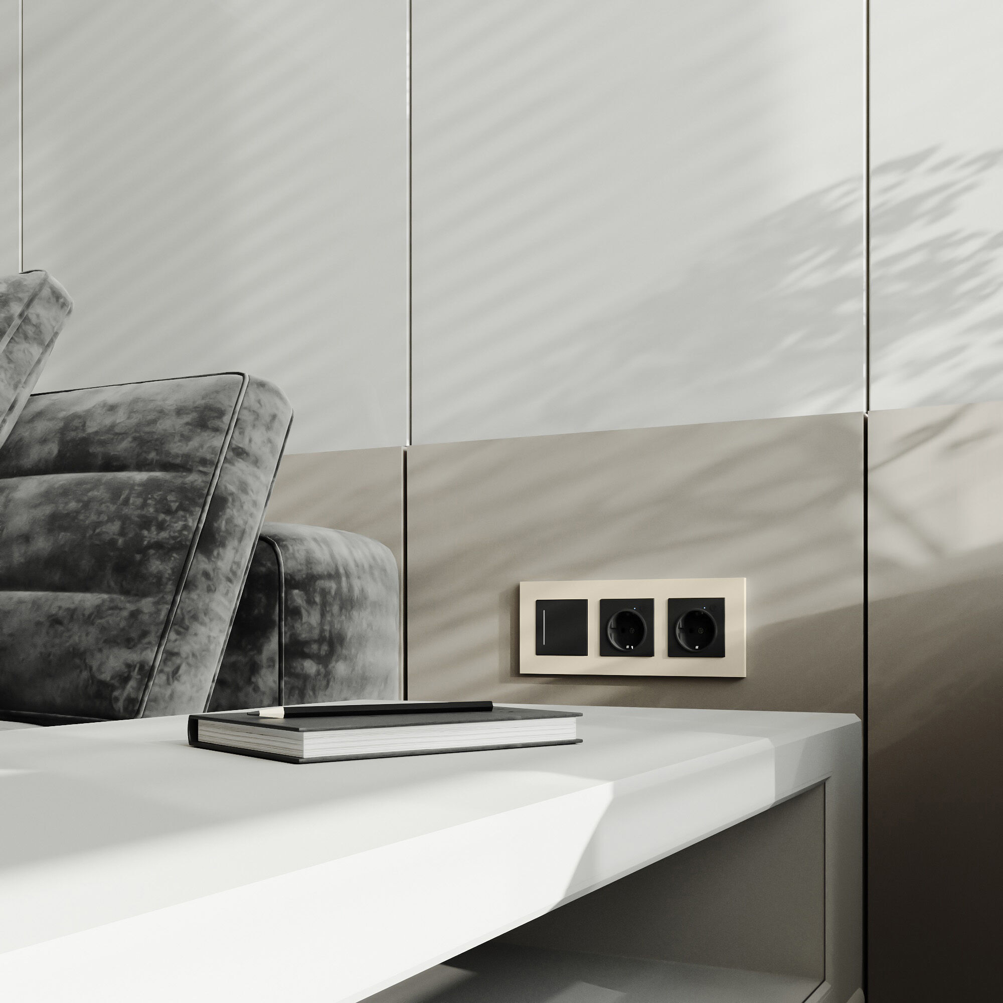 W0032962/ Рамка на 3 поста Slab (айвори софт)