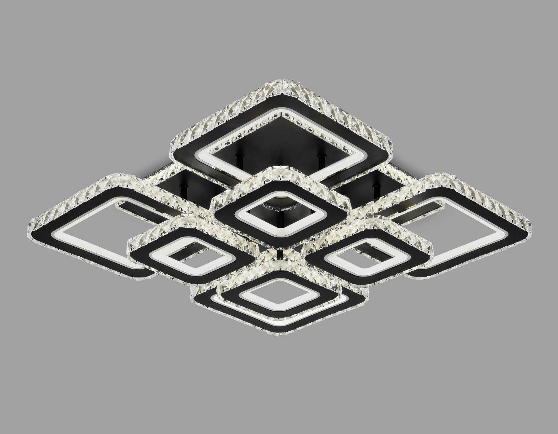 Потолочный светильник Ambrella FA1738/4+4 BK/CH черный/хром 215W 3000K/4200K/6400K 720*720*120 (ПДУ РАДИО 2.4G)