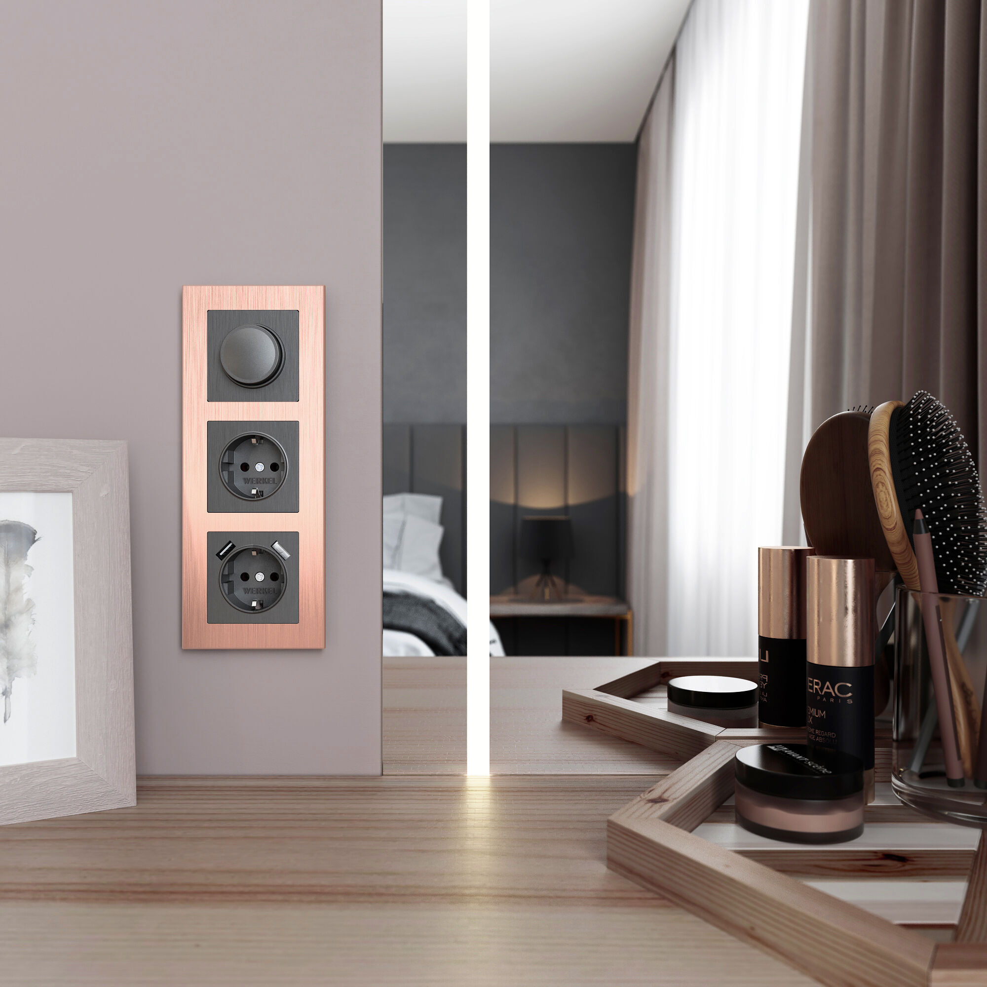 Рамка на 3 поста Werkel Aluminium  (бронза) W0031712